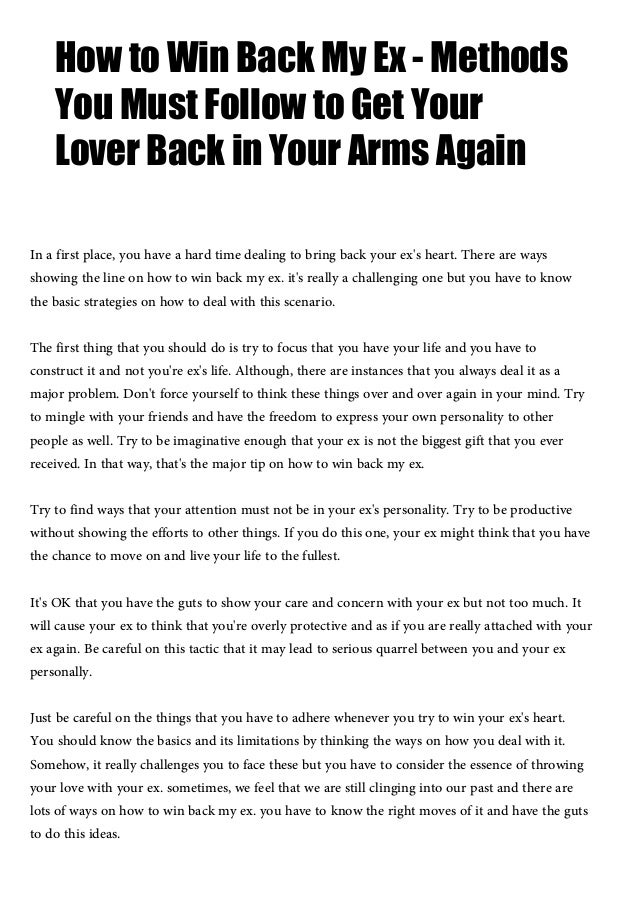 Girlfriend win back ex Surprising Your