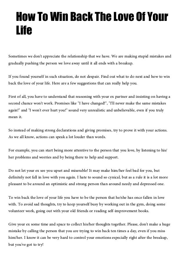 How To Win Back The Love Of Your Life How To Win Back The Love Of Your Life