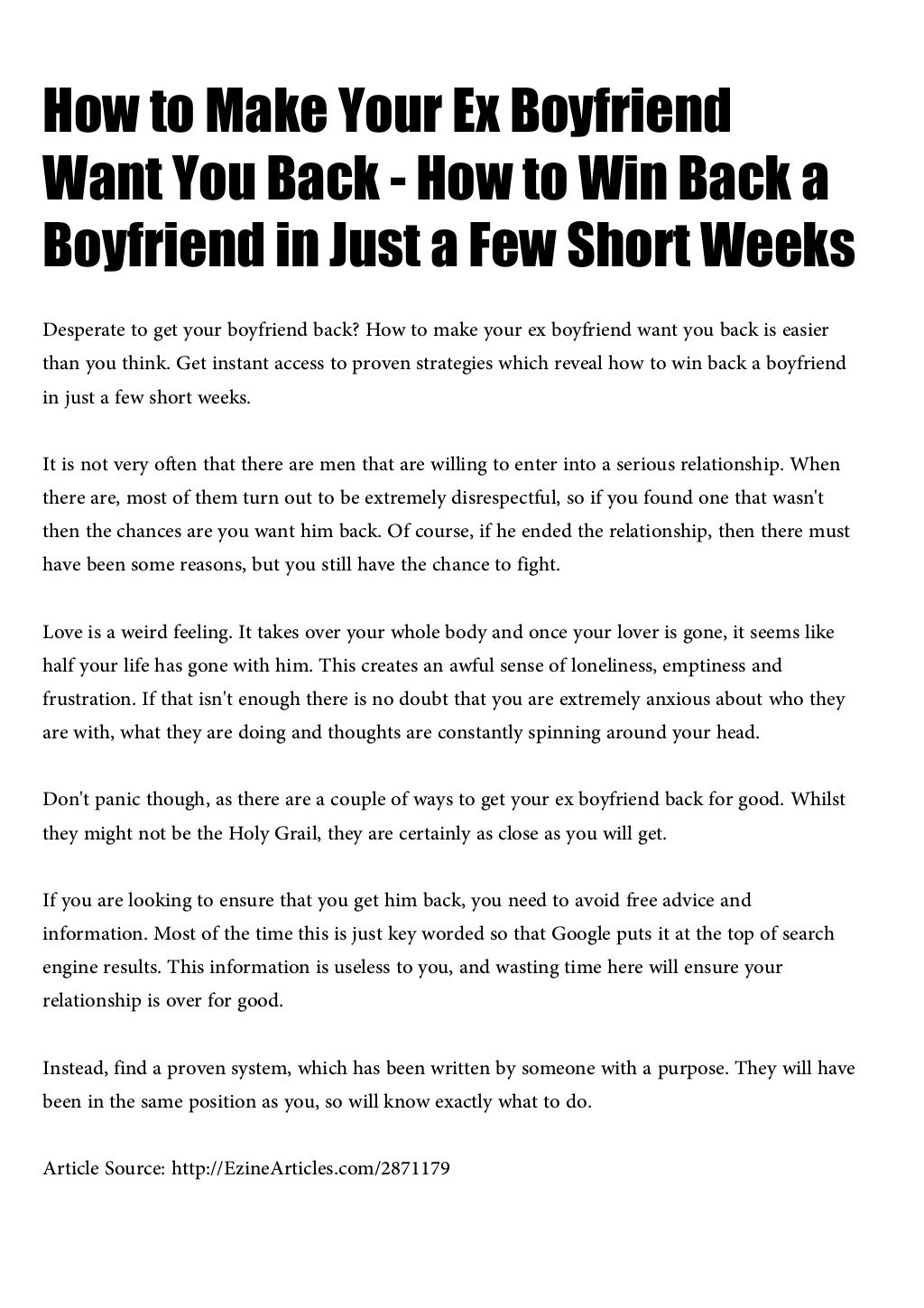 How to win back your boyfriend