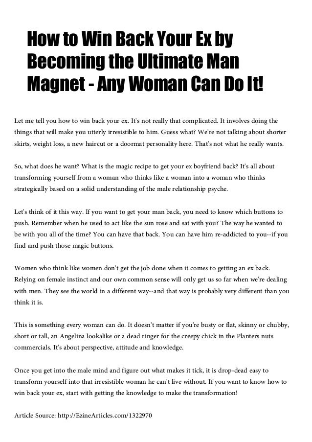 How To Win Back Your Ex By Becoming The Ultimate Man Magnet