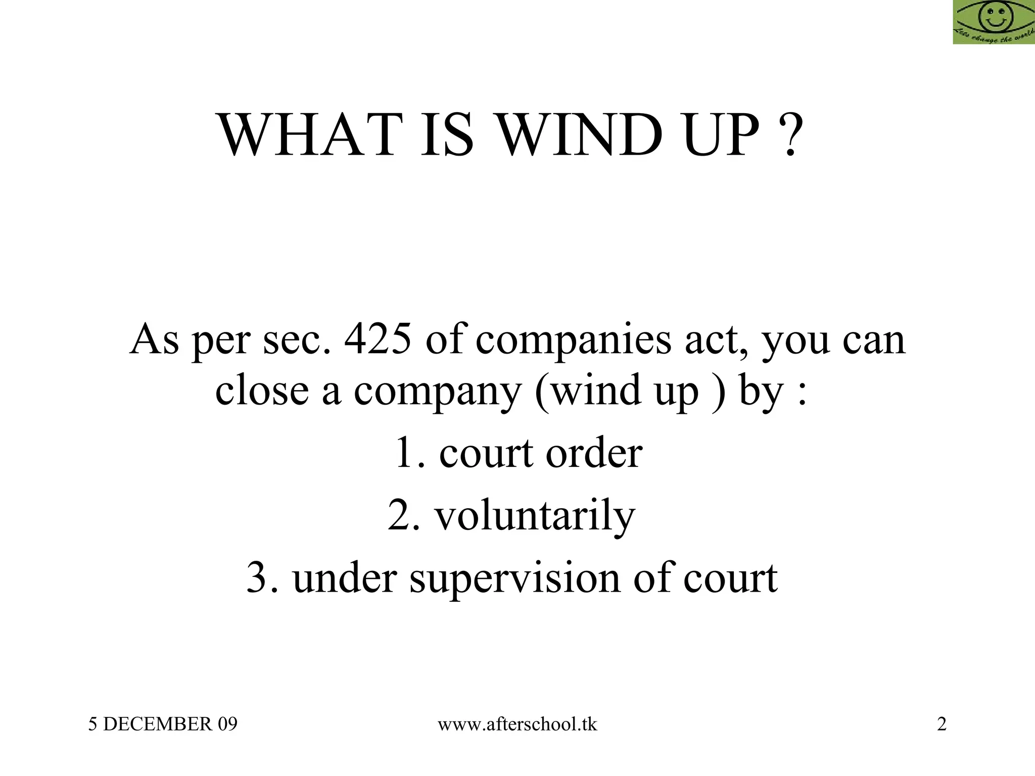  how to wind up a sick company ppt