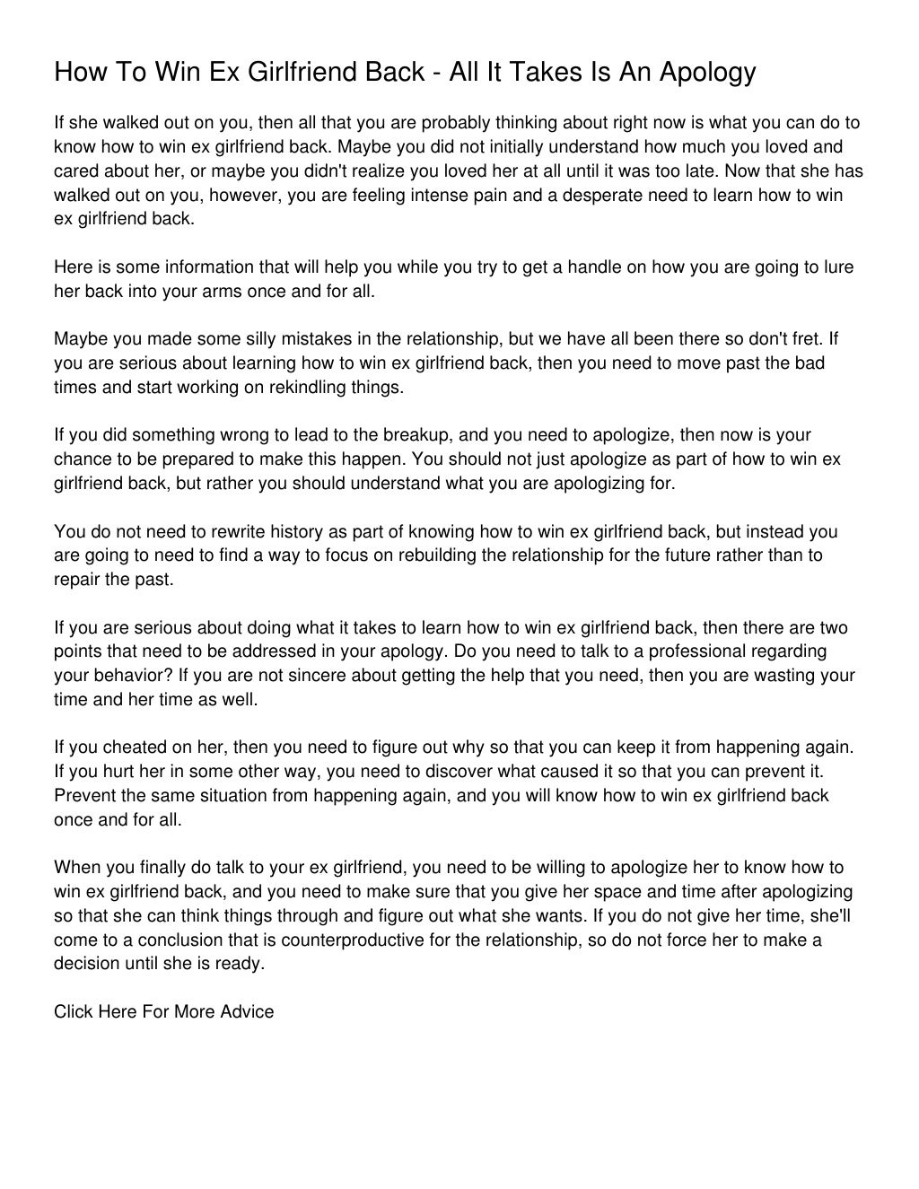 How To Win Ex Girlfriend Back All It Takes Is An Apology