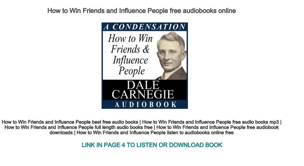 How to Win Friends and Influence People free audiobooks online