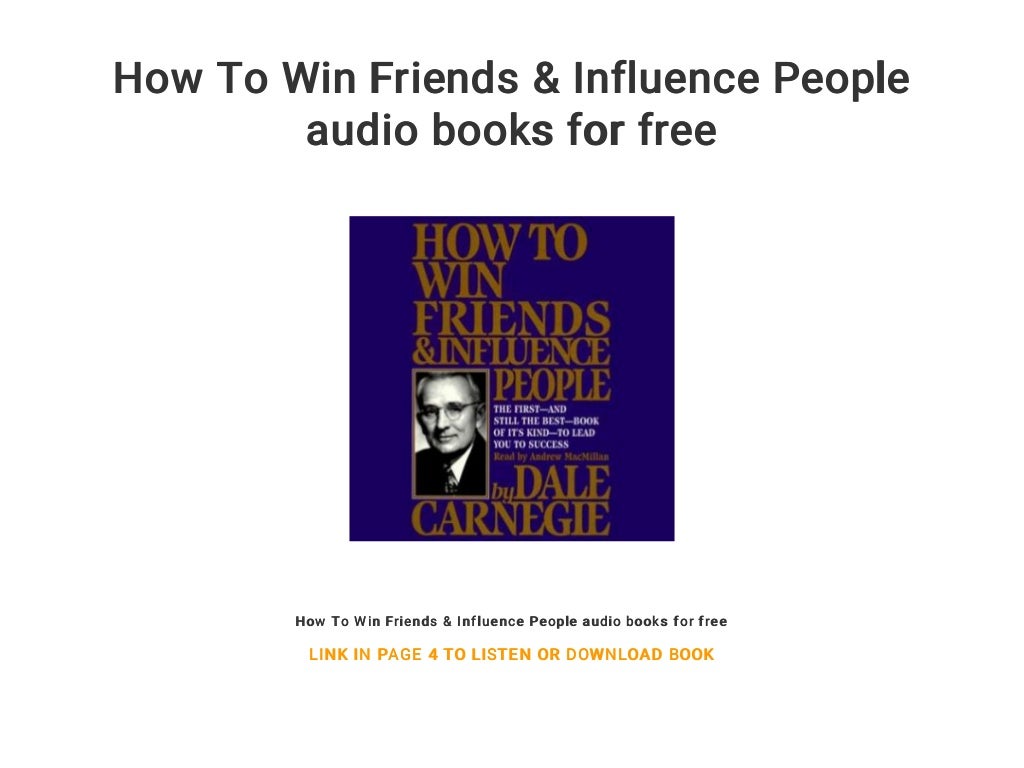 How To Win Friends &amp; Influence People audio books for free