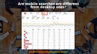 #seo2017 in #CCDK17 by @aleyda from @orainti
Are mobile searches are diﬀerent 
from desktop ones?
 
