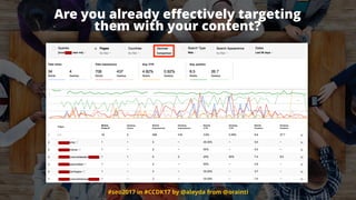 #seo2017 in #CCDK17 by @aleyda from @orainti
Are you already eﬀectively targeting  
them with your content?
 