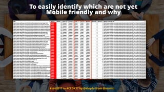 #seo2017 in #CCDK17 by @aleyda from @orainti
To easily identify which are not yet  
Mobile friendly and why
 
