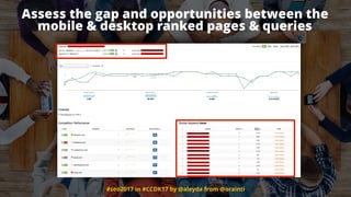 #seo2017 in #CCDK17 by @aleyda from @orainti
Assess the gap and opportunities between the
mobile & desktop ranked pages & ...
