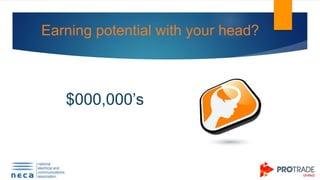Earning potential with your head?
$000,000’s
 
