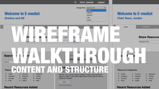 WIREFRAME
WALKTHROUGHCONTENT AND STRUCTURE
 