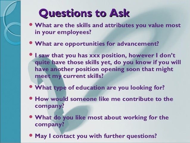 questions to ask at job fair