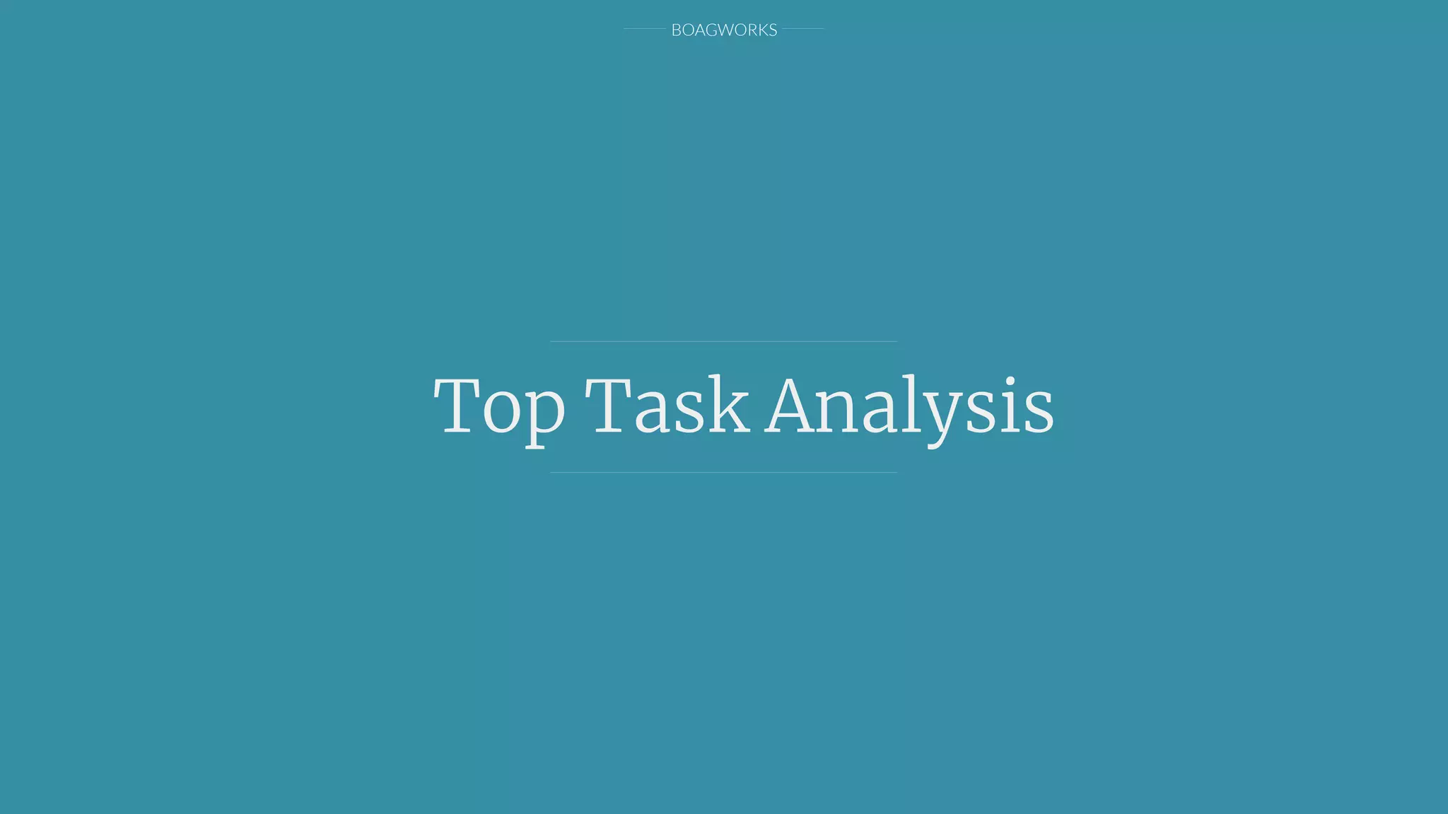 BOAGWORKS
Top Task Analysis
 