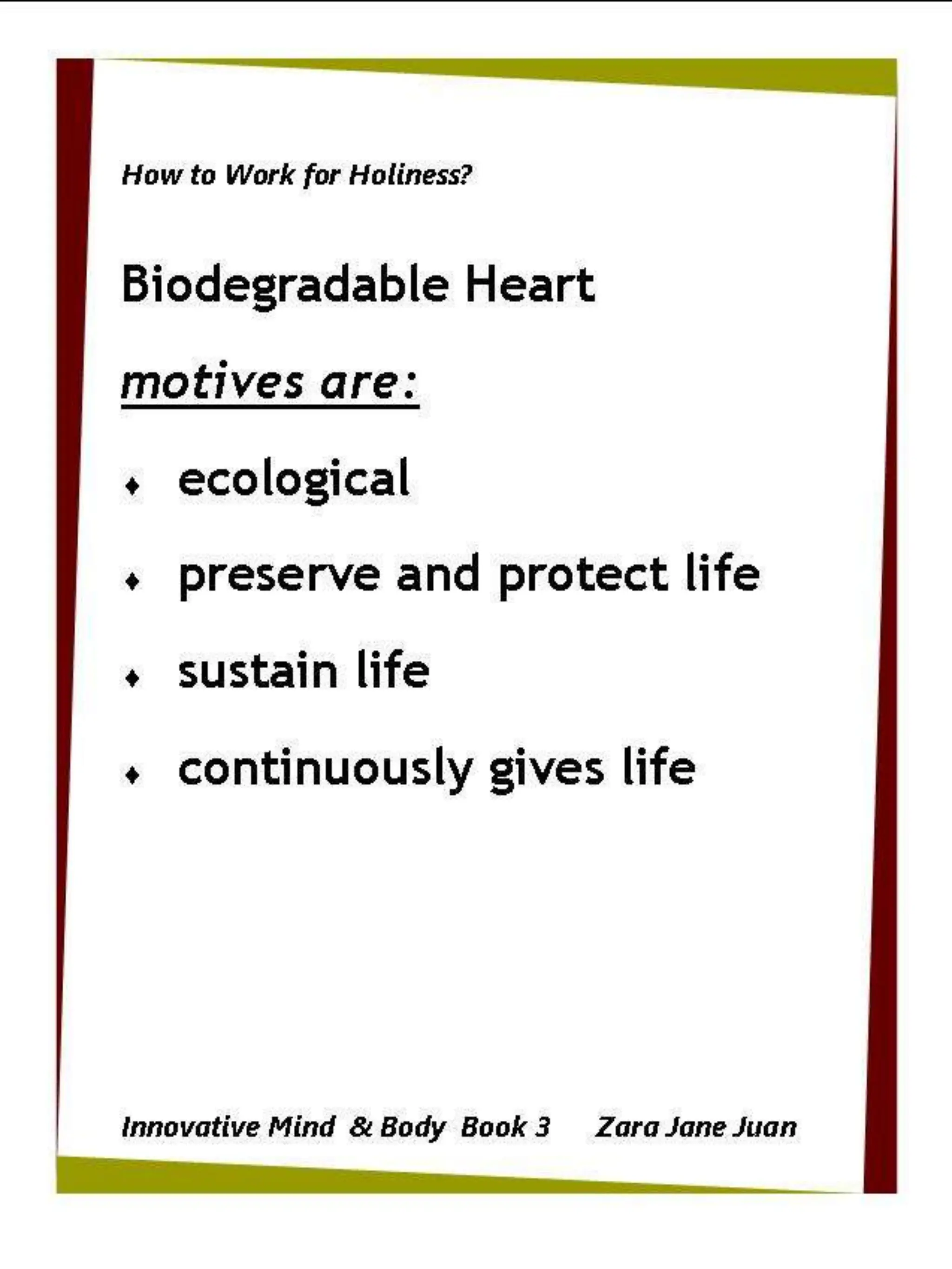 How to Work for Holiness IMB Workshop Spiritual Retreat by Amb Juan