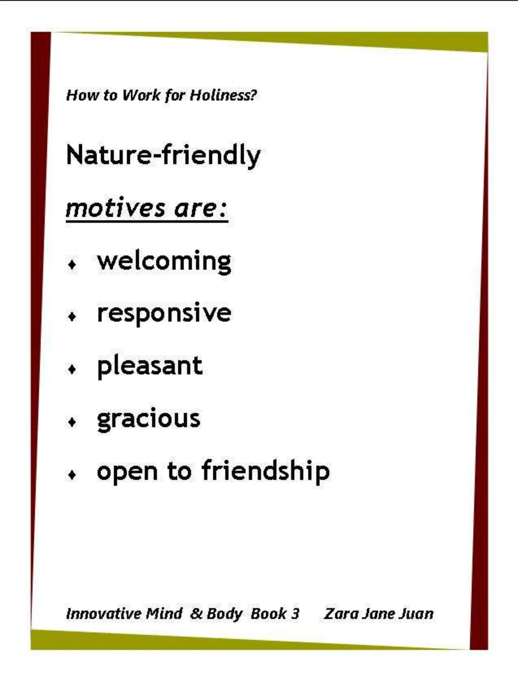 How to Work for Holiness IMB Workshop Spiritual Retreat by Amb Juan