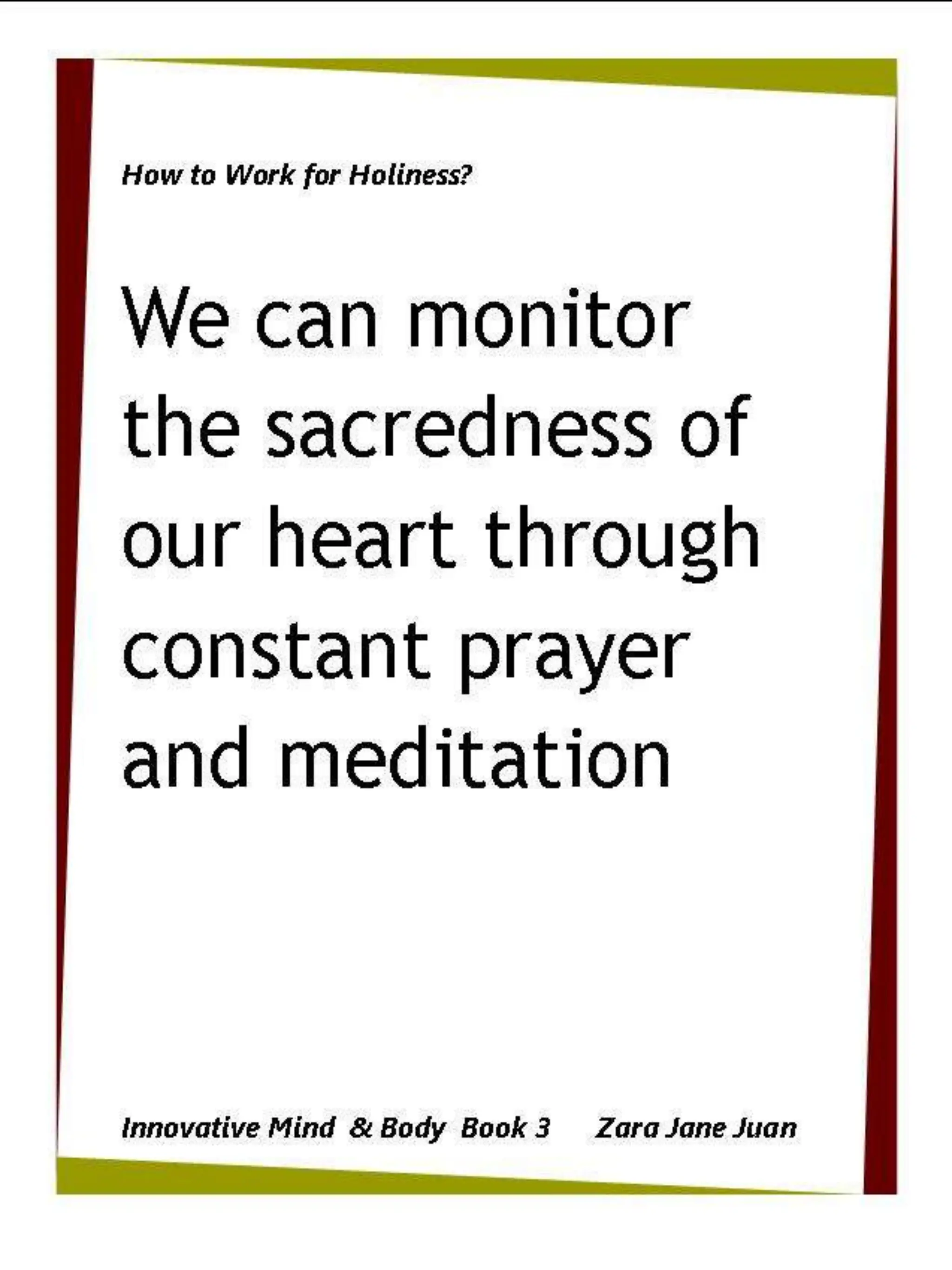 How to Work for Holiness IMB Workshop Spiritual Retreat by Amb Juan