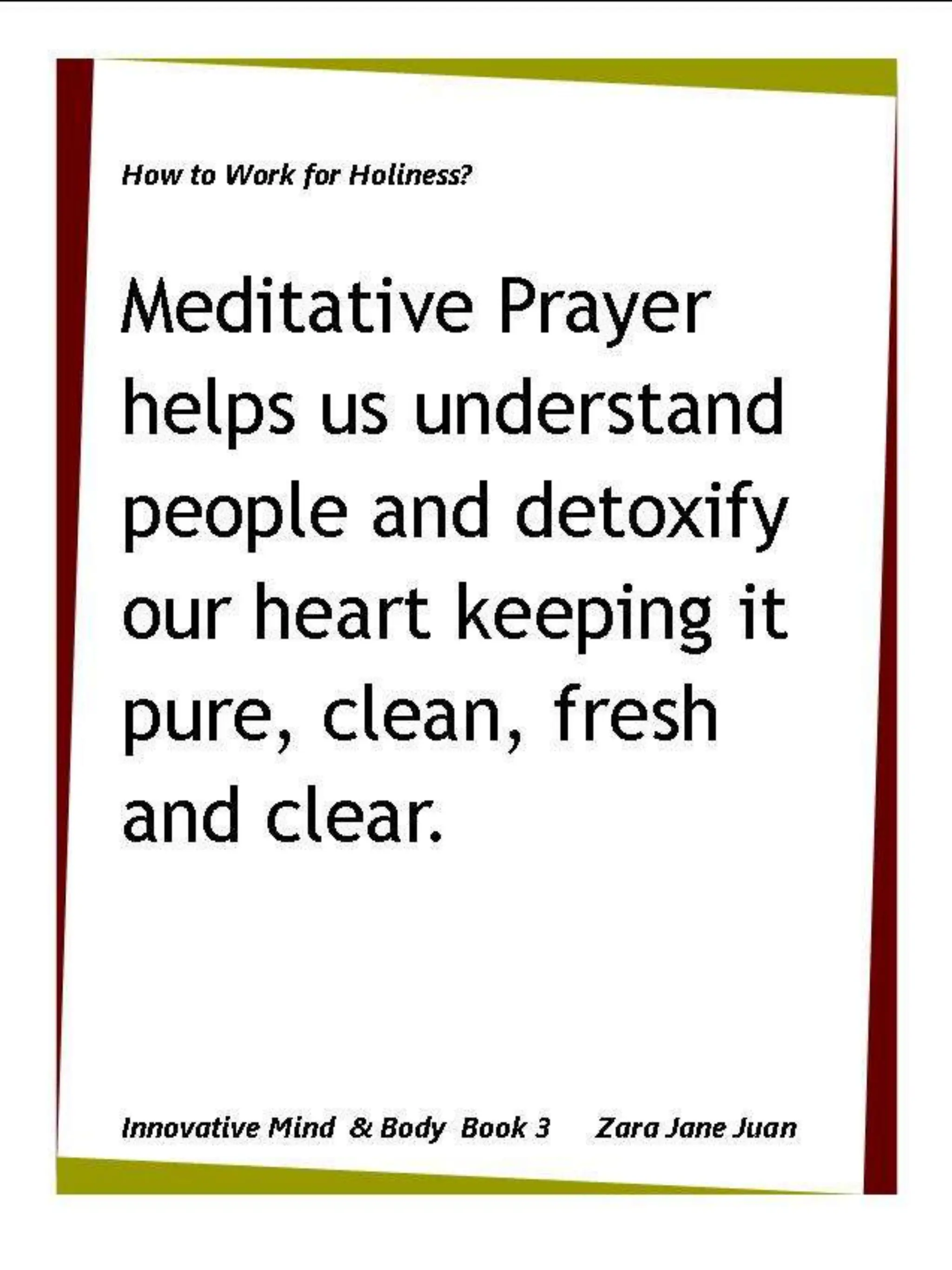 How to Work for Holiness IMB Workshop Spiritual Retreat by Amb Juan