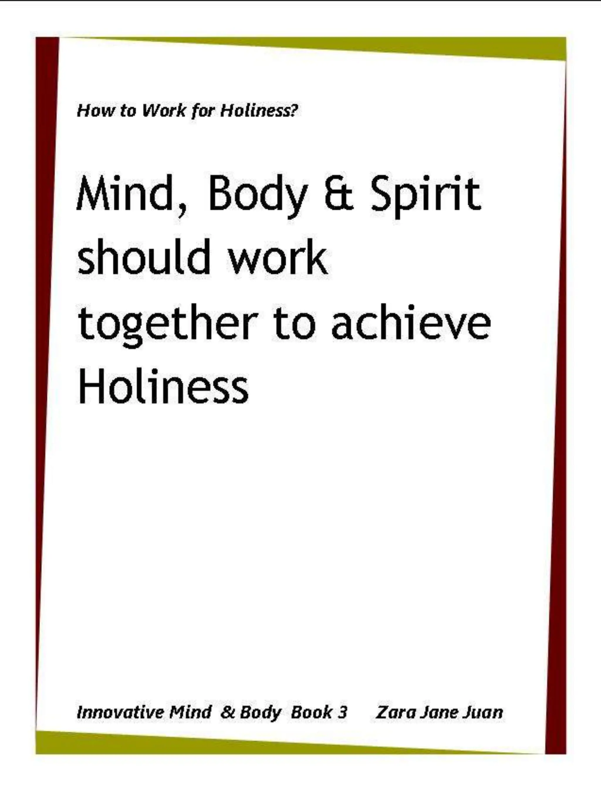 How to Work for Holiness IMB Workshop Spiritual Retreat by Amb Juan