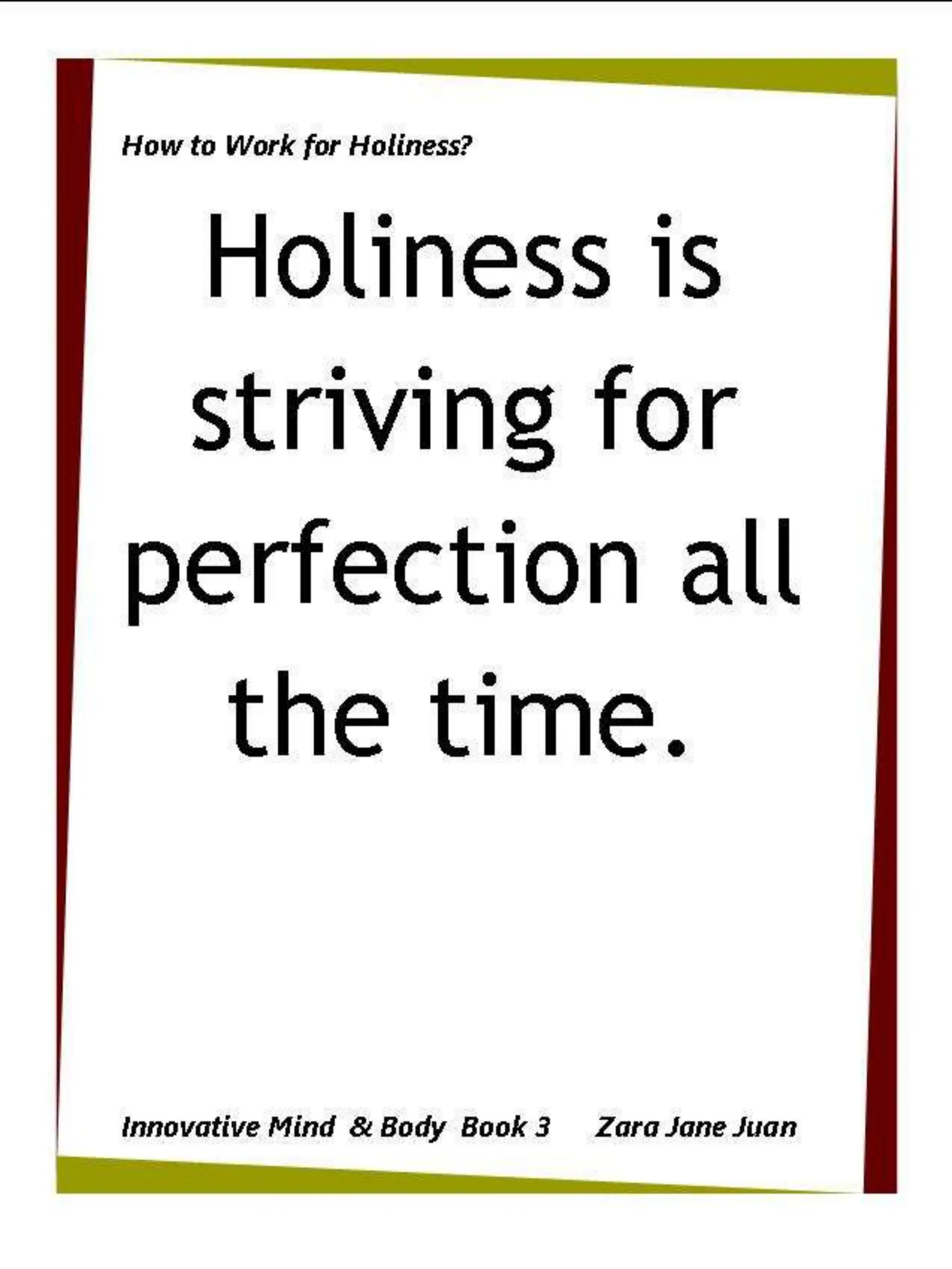 How to Work for Holiness IMB Workshop Spiritual Retreat by Amb Juan