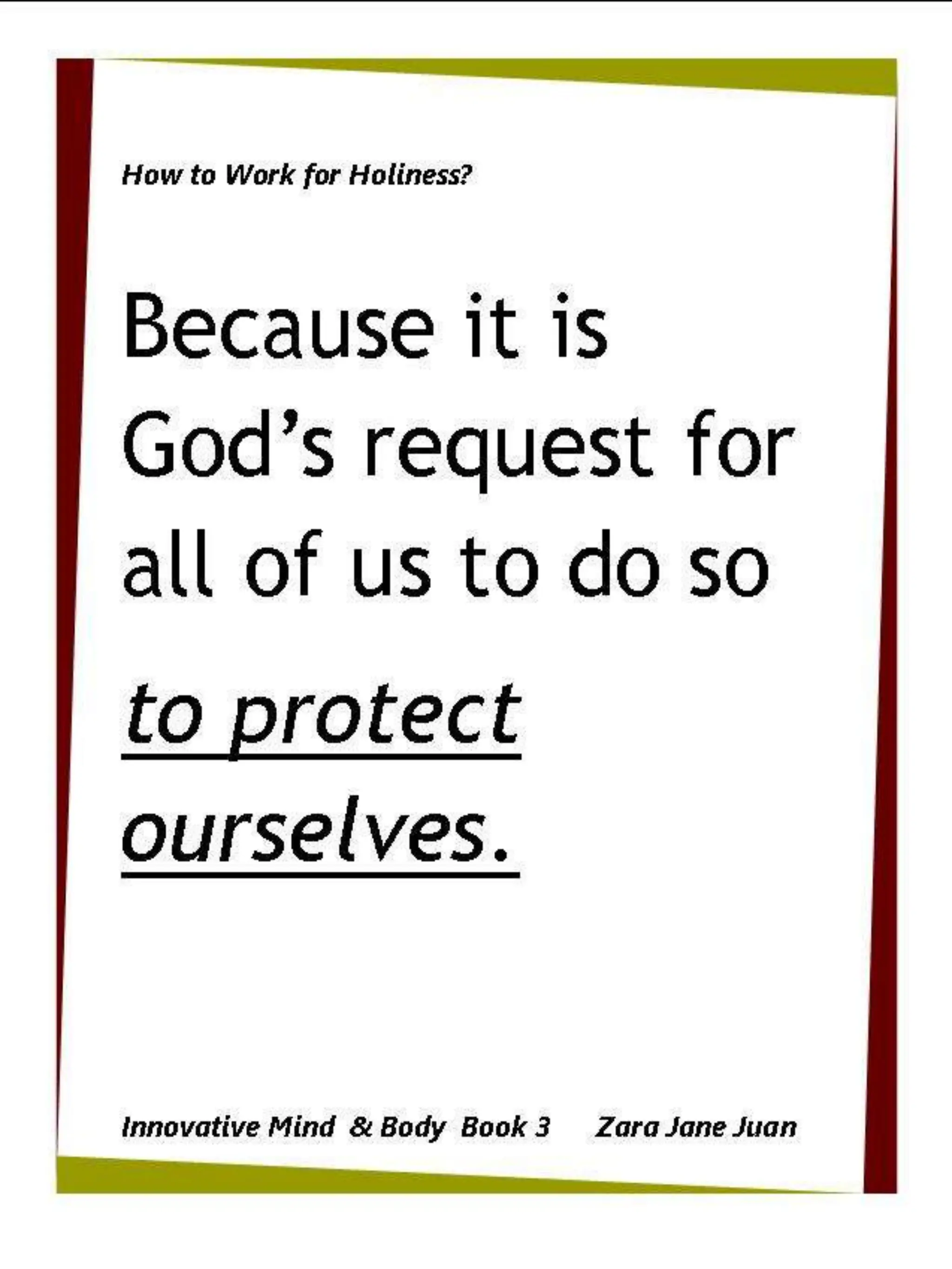 How to Work for Holiness IMB Workshop Spiritual Retreat by Amb Juan