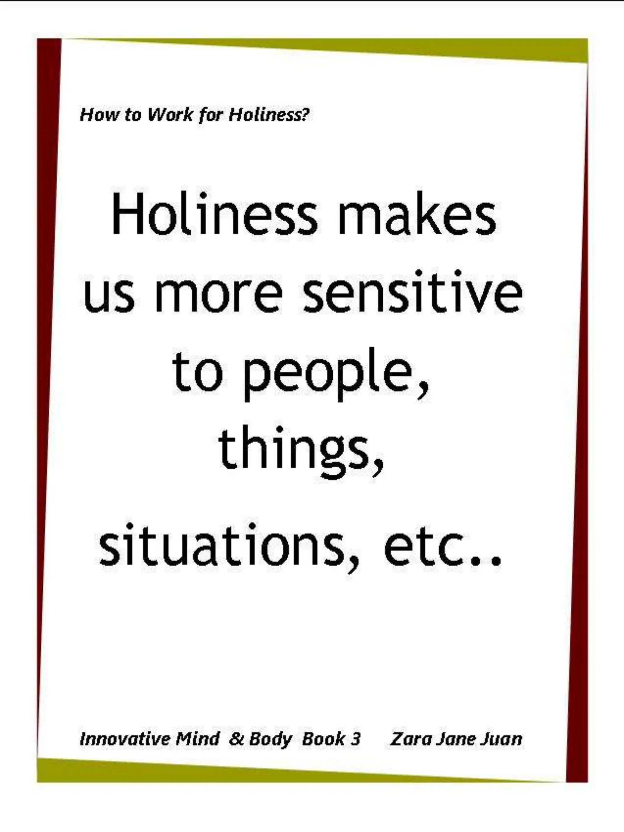 How to Work for Holiness IMB Workshop Spiritual Retreat by Amb Juan