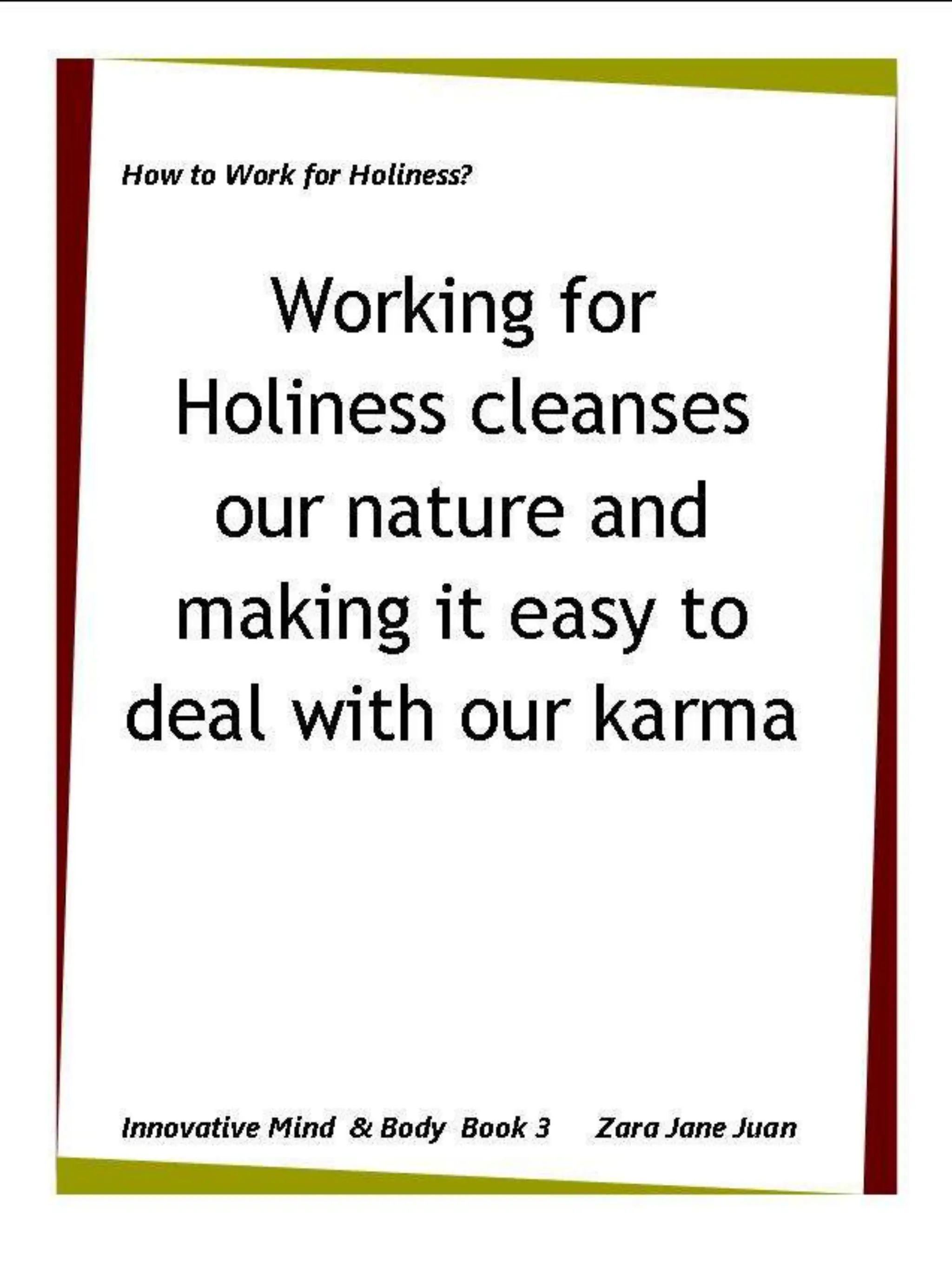 How to Work for Holiness IMB Workshop Spiritual Retreat by Amb Juan