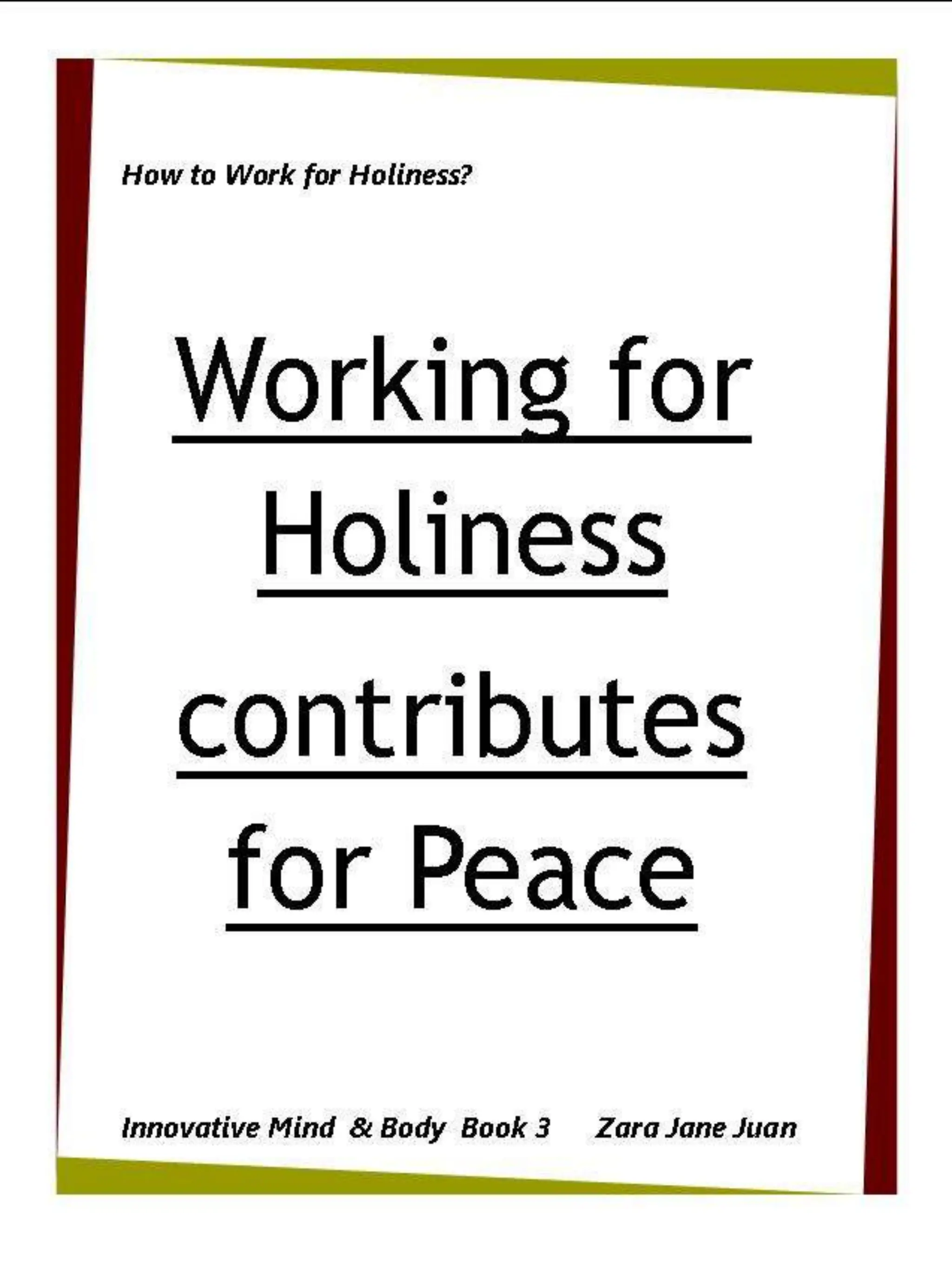How to Work for Holiness IMB Workshop Spiritual Retreat by Amb Juan