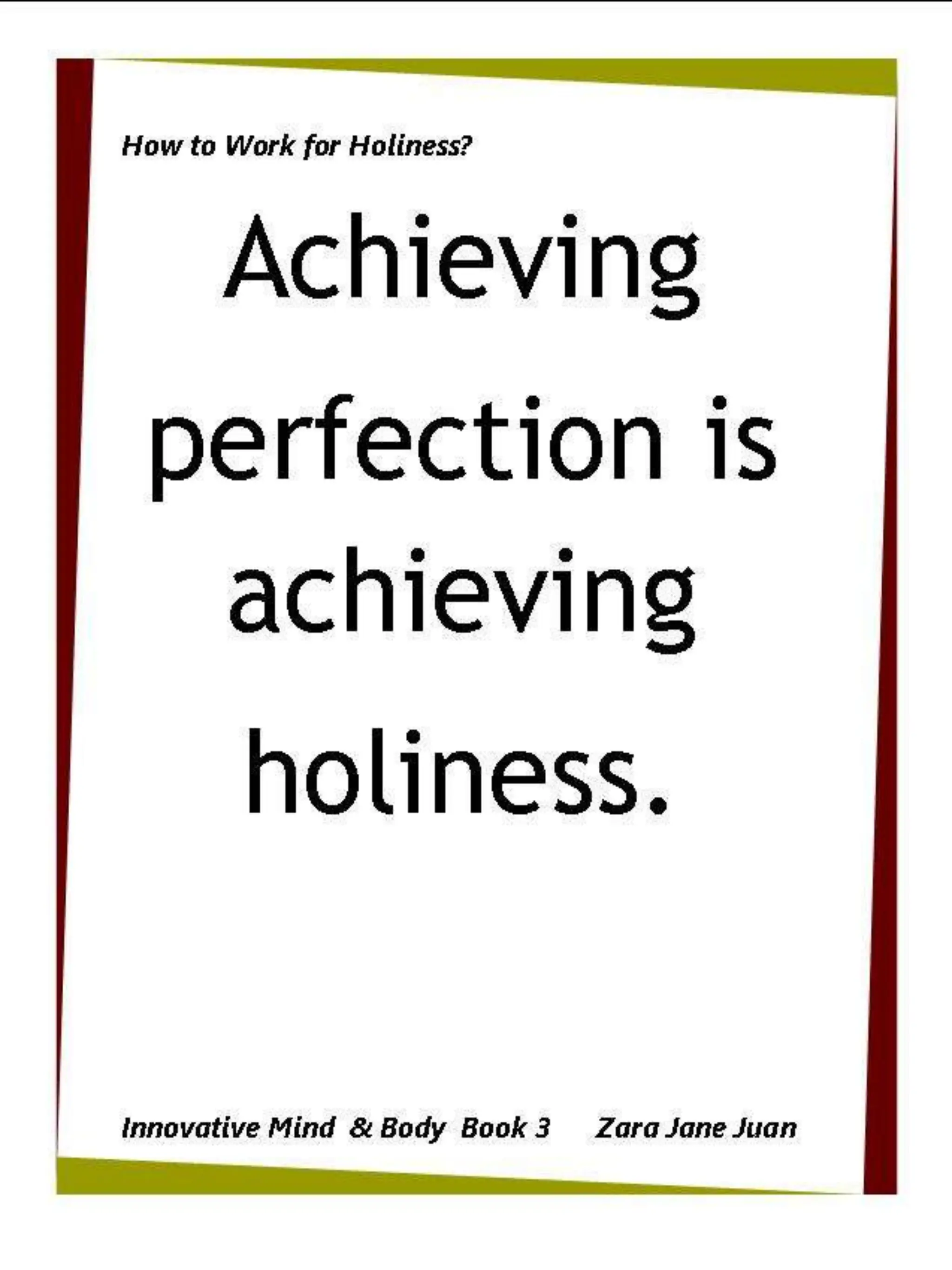 How to Work for Holiness IMB Workshop Spiritual Retreat by Amb Juan