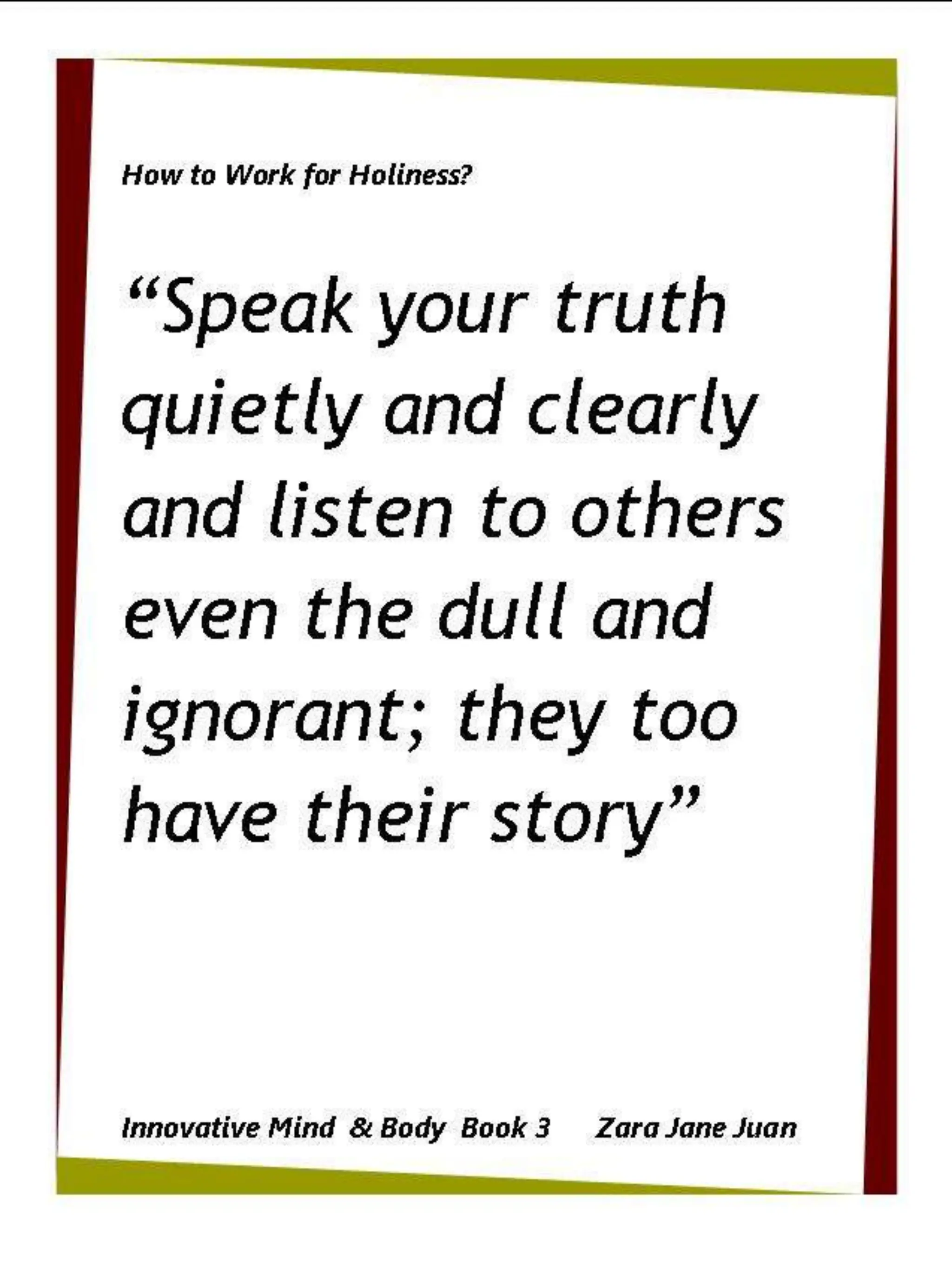 How to Work for Holiness IMB Workshop Spiritual Retreat by Amb Juan