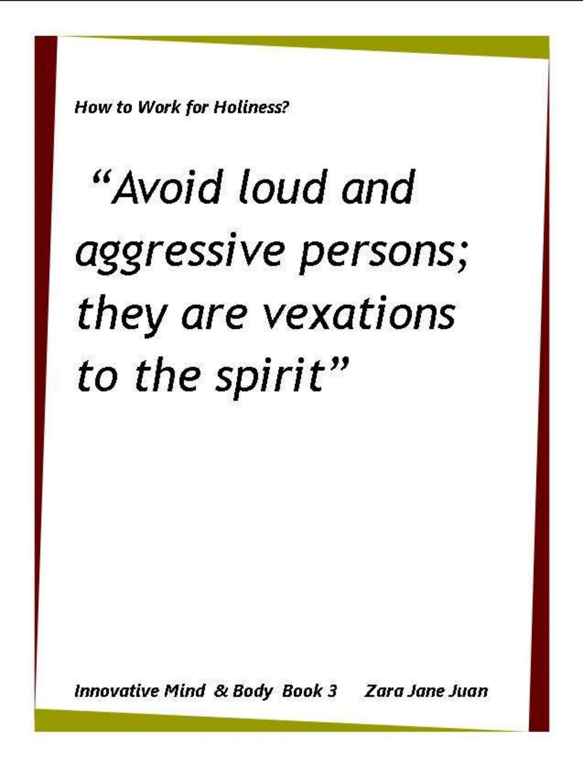 How to Work for Holiness IMB Workshop Spiritual Retreat by Amb Juan