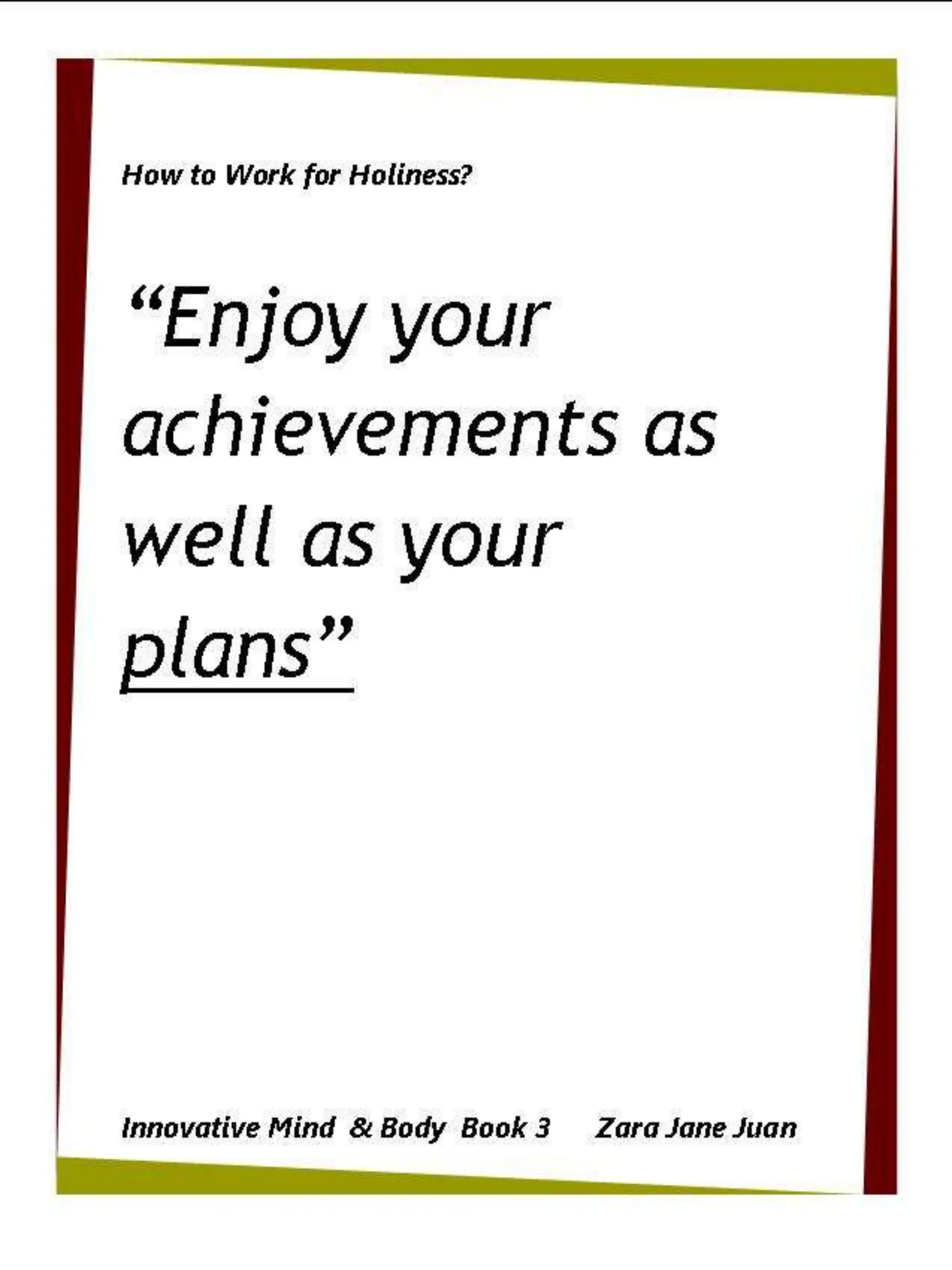 How to Work for Holiness IMB Workshop Spiritual Retreat by Amb Juan