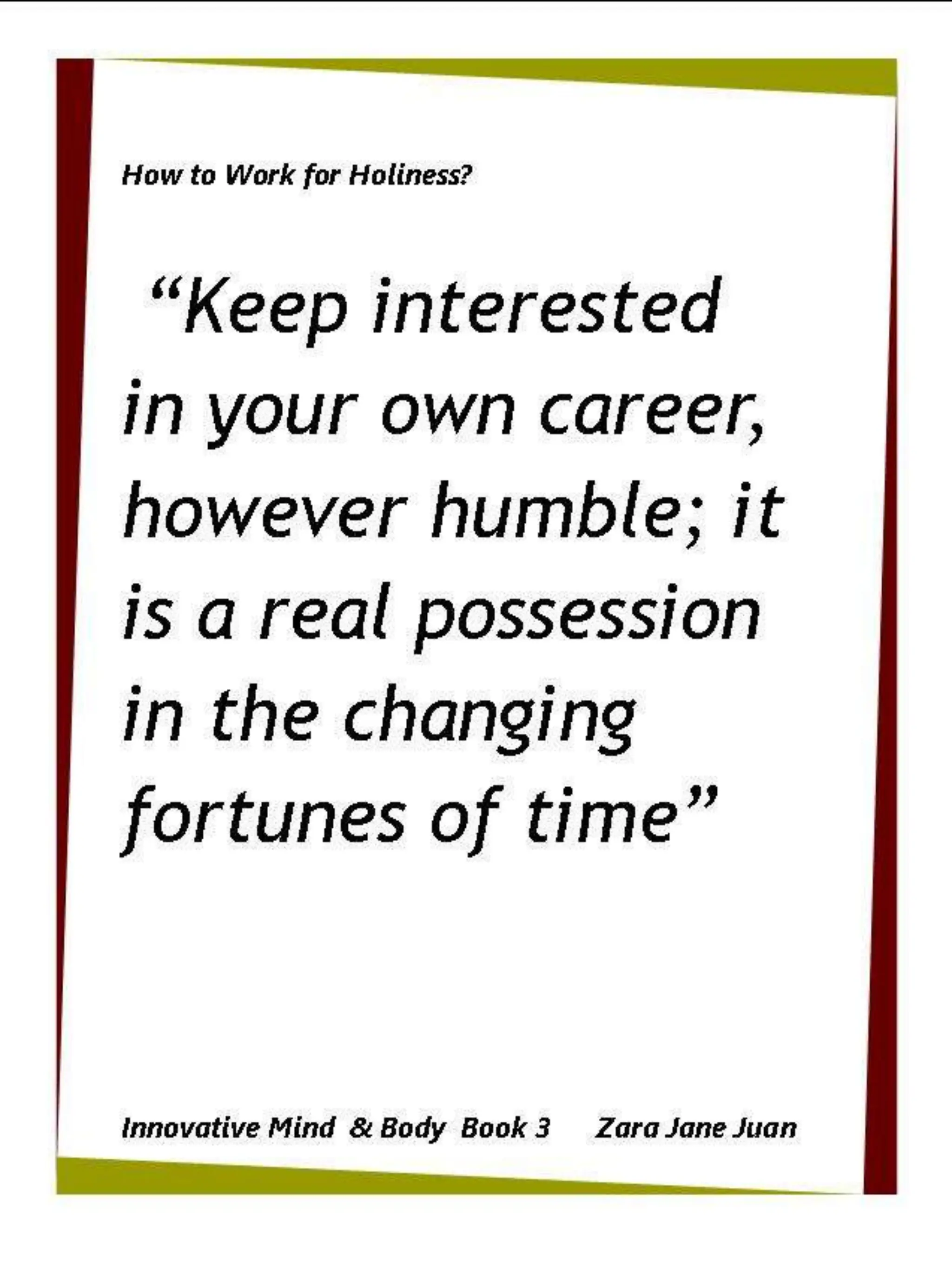 How to Work for Holiness IMB Workshop Spiritual Retreat by Amb Juan