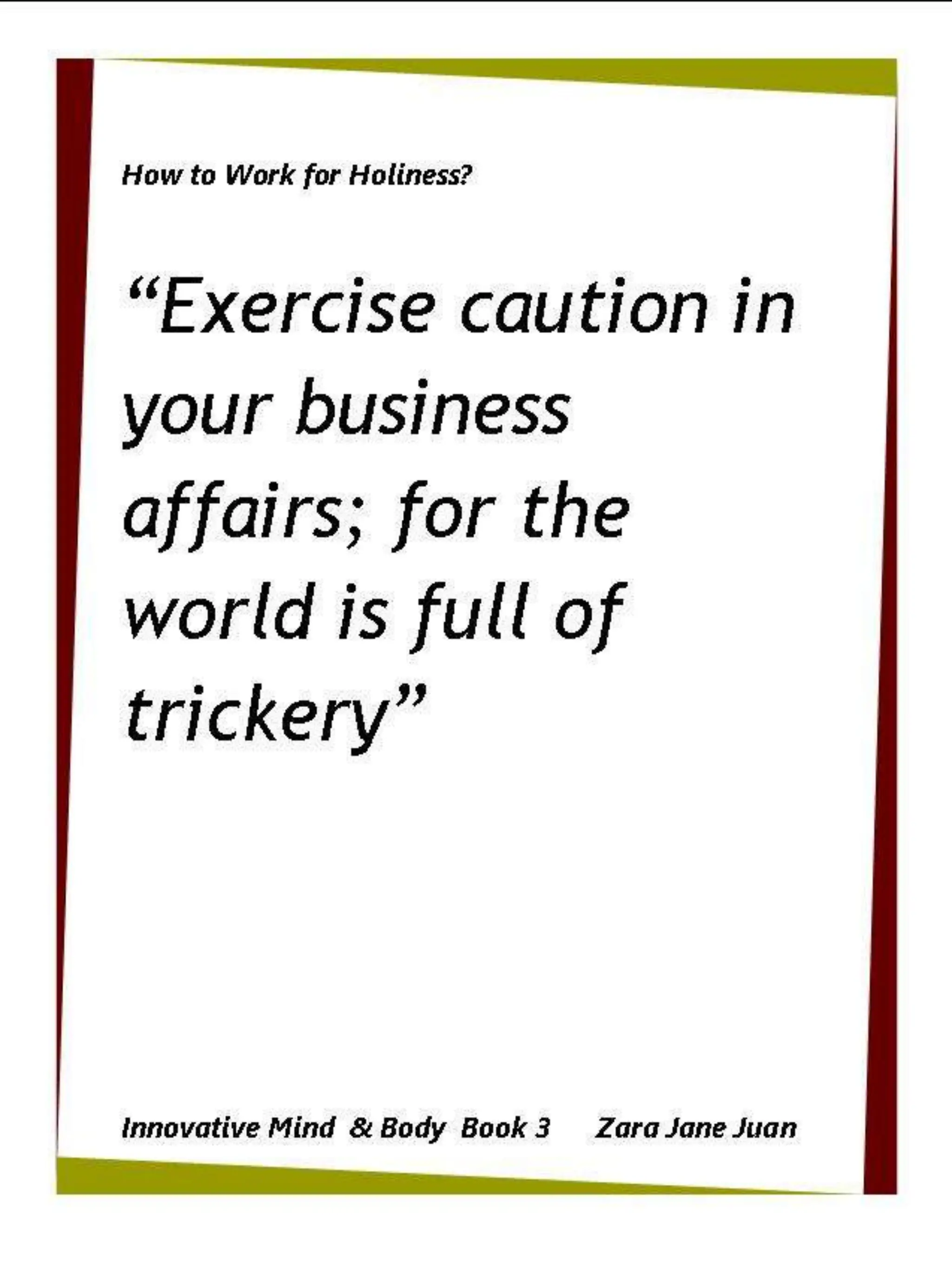 How to Work for Holiness IMB Workshop Spiritual Retreat by Amb Juan