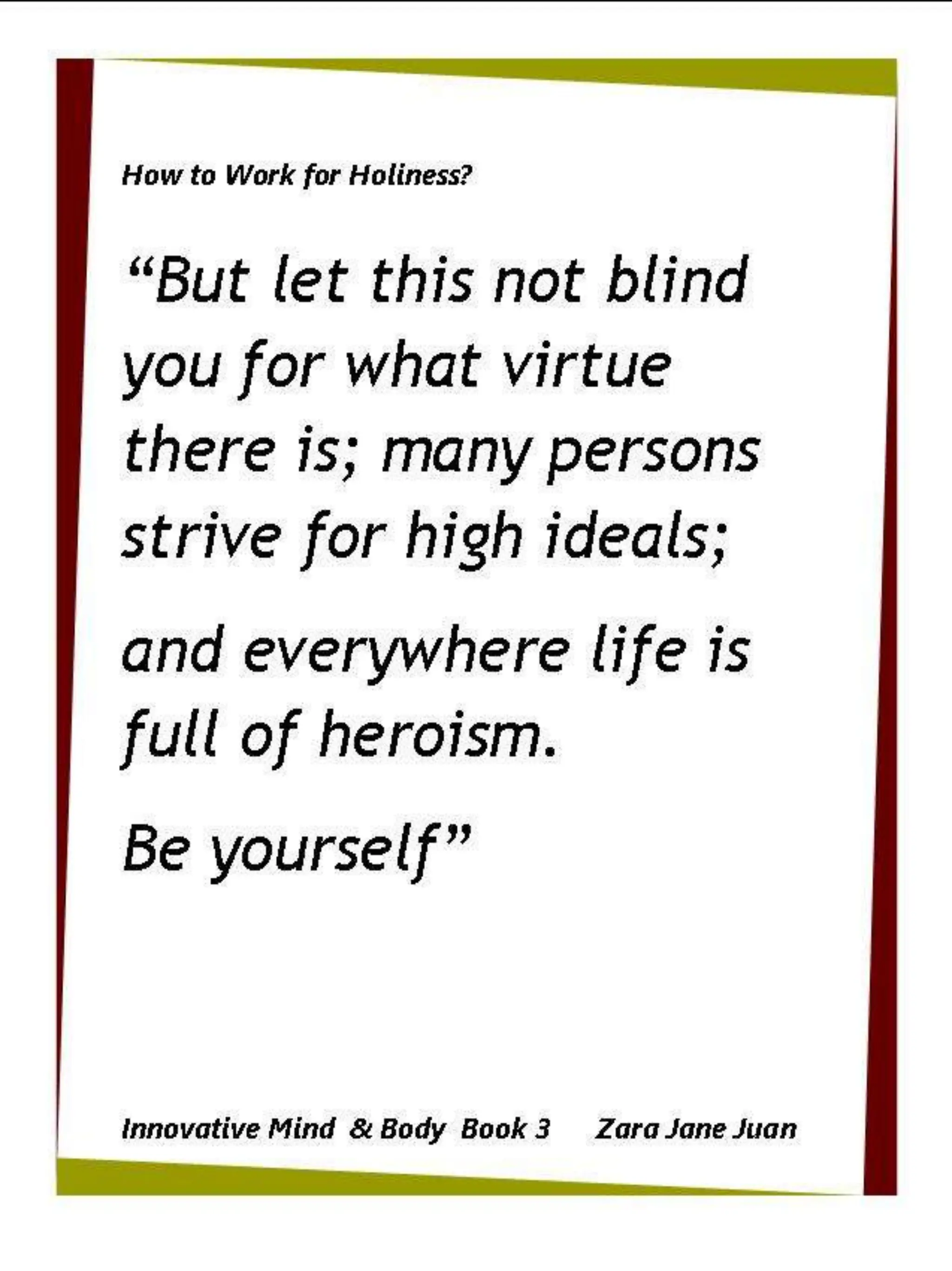 How to Work for Holiness IMB Workshop Spiritual Retreat by Amb Juan