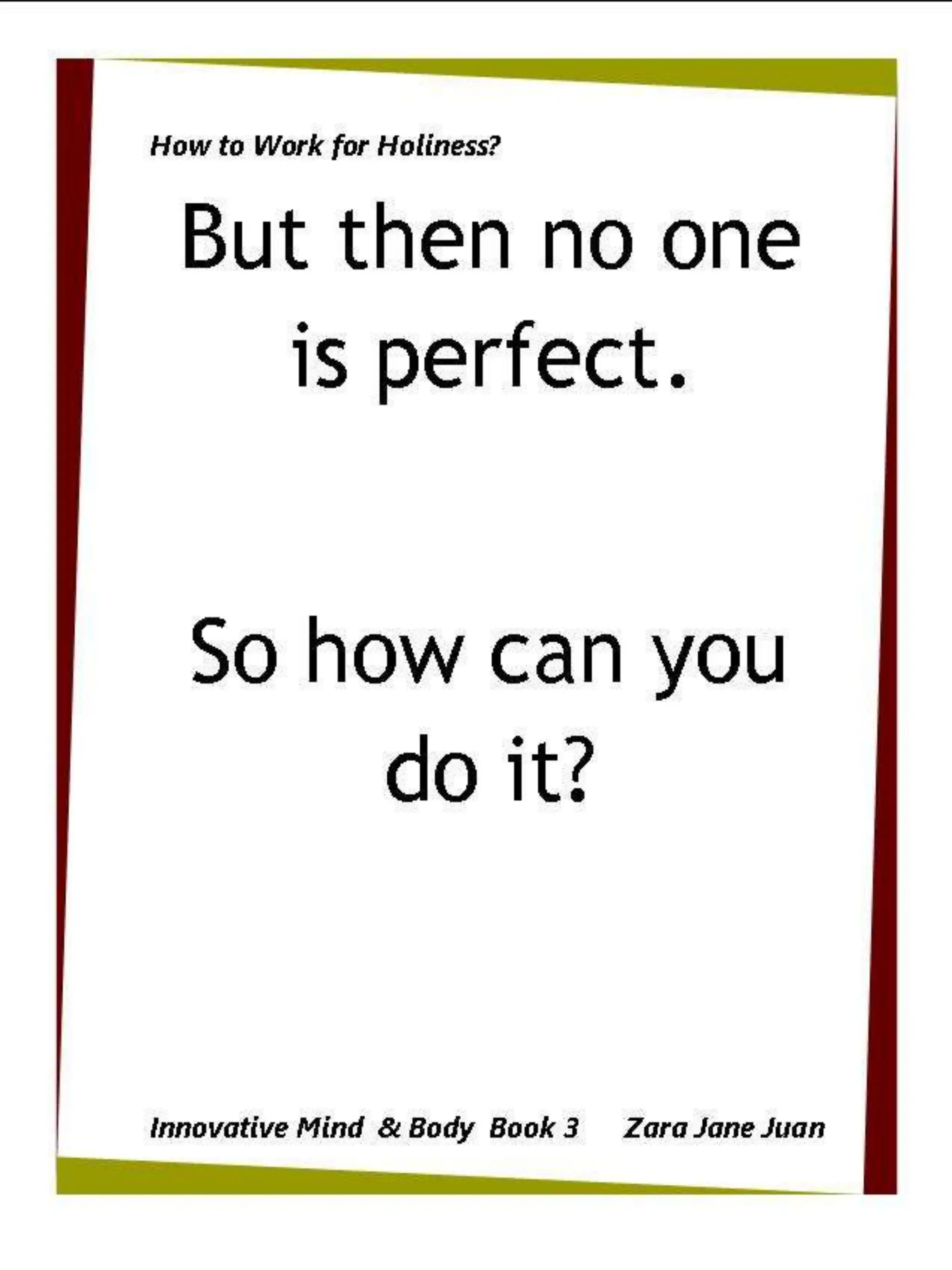 How to Work for Holiness IMB Workshop Spiritual Retreat by Amb Juan