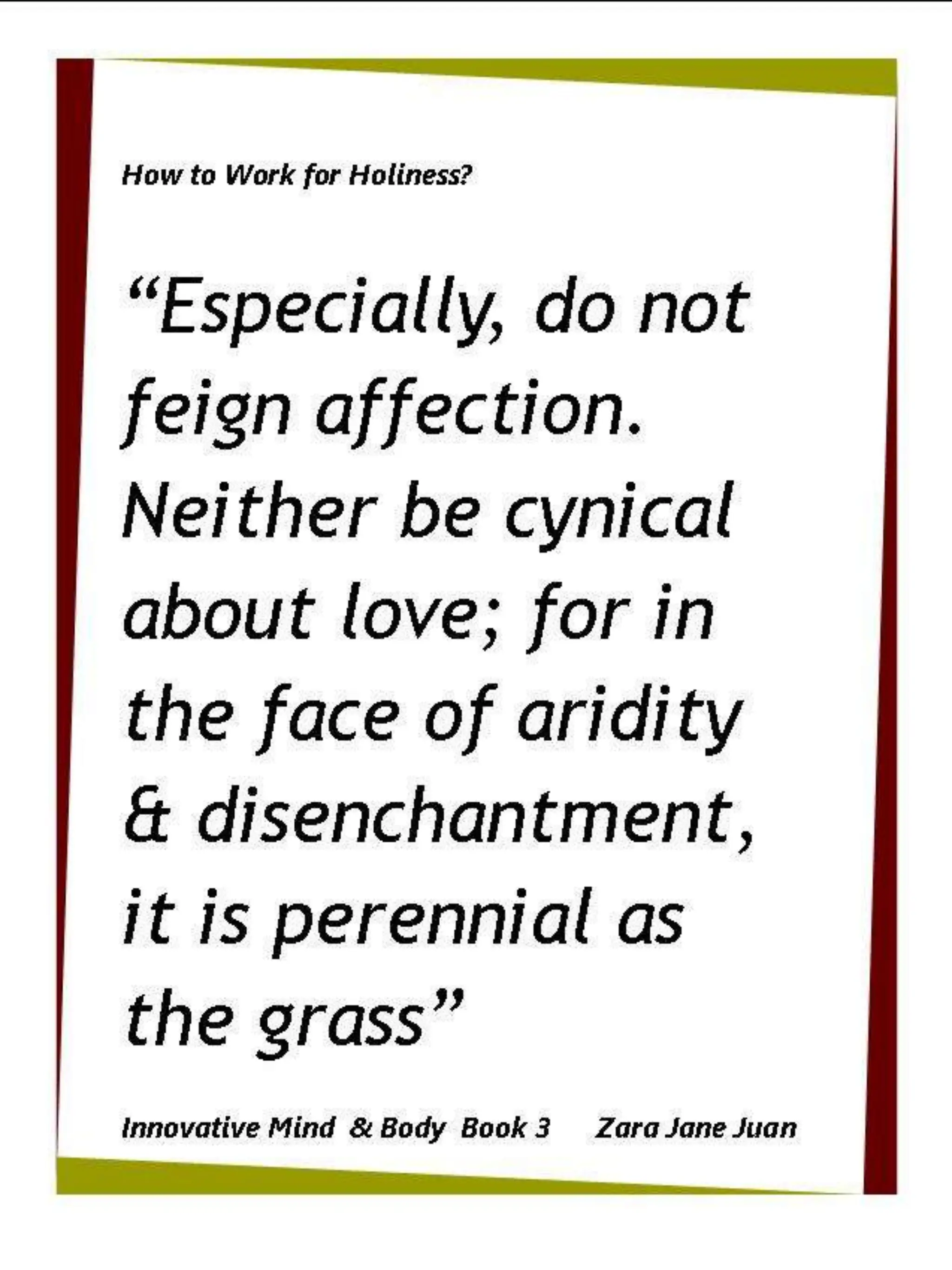 How to Work for Holiness IMB Workshop Spiritual Retreat by Amb Juan