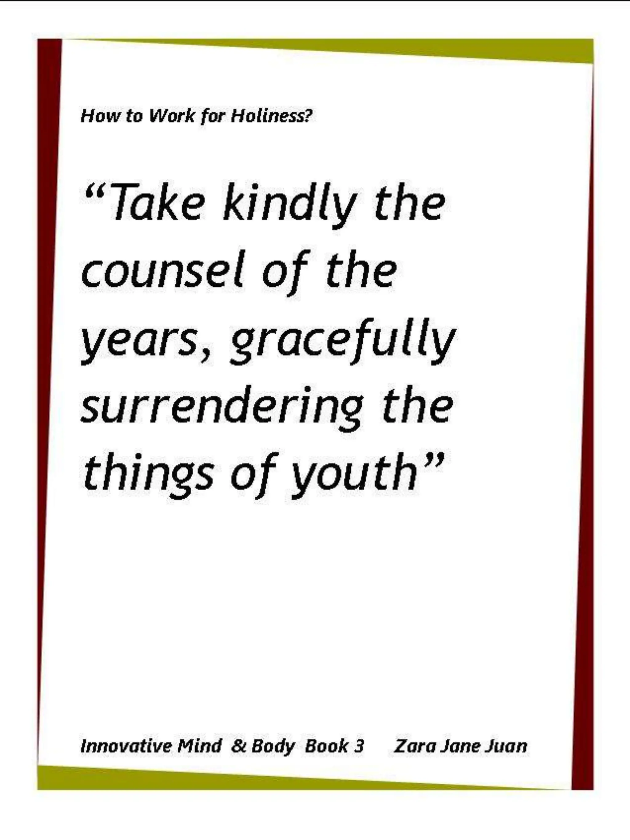 How to Work for Holiness IMB Workshop Spiritual Retreat by Amb Juan