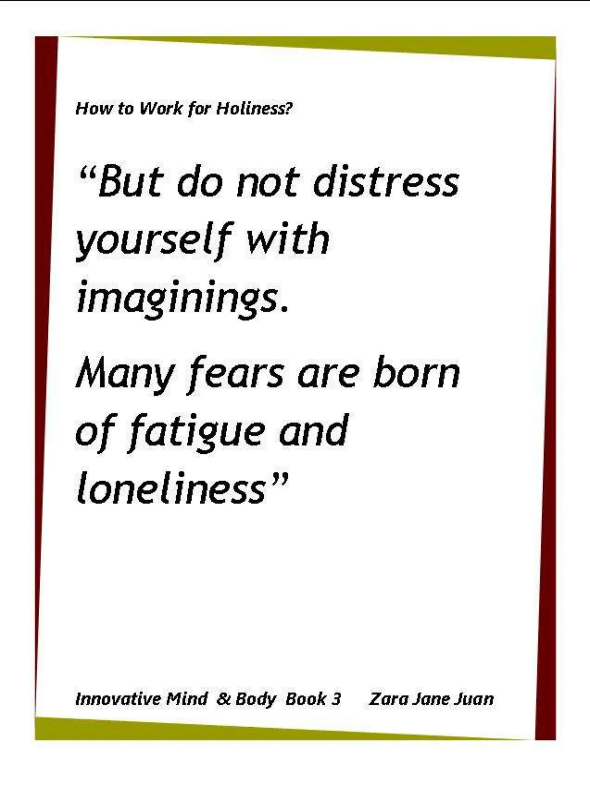 How to Work for Holiness IMB Workshop Spiritual Retreat by Amb Juan