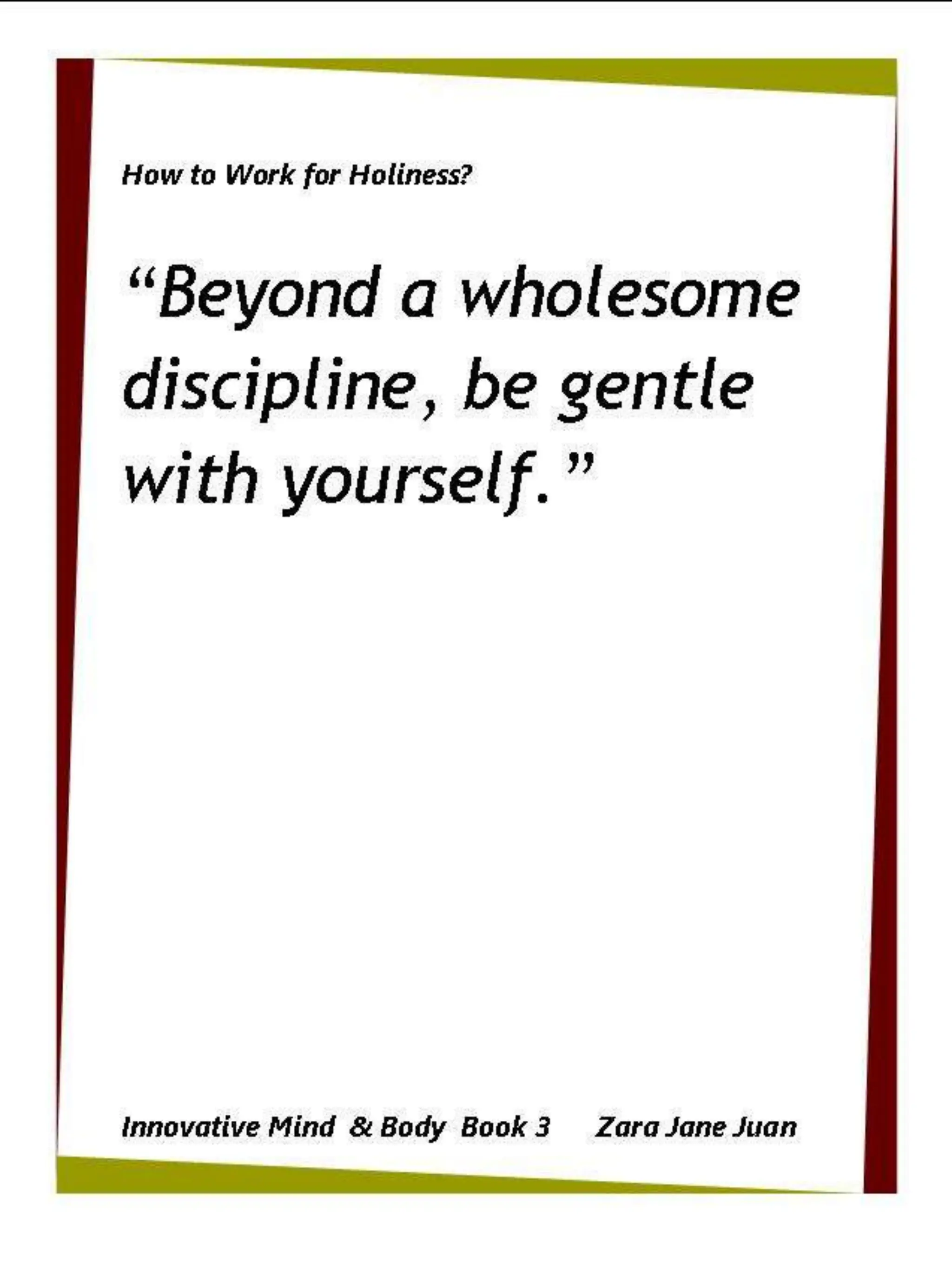 How to Work for Holiness IMB Workshop Spiritual Retreat by Amb Juan