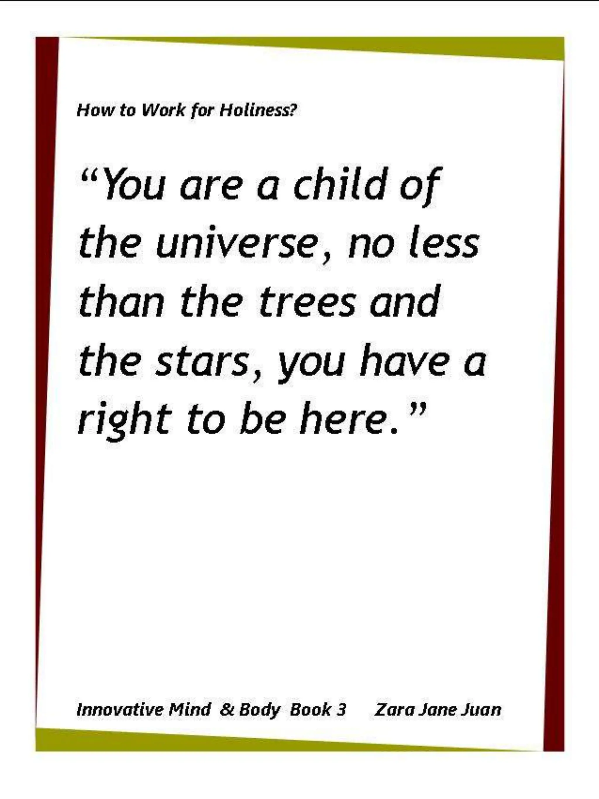 How to Work for Holiness IMB Workshop Spiritual Retreat by Amb Juan