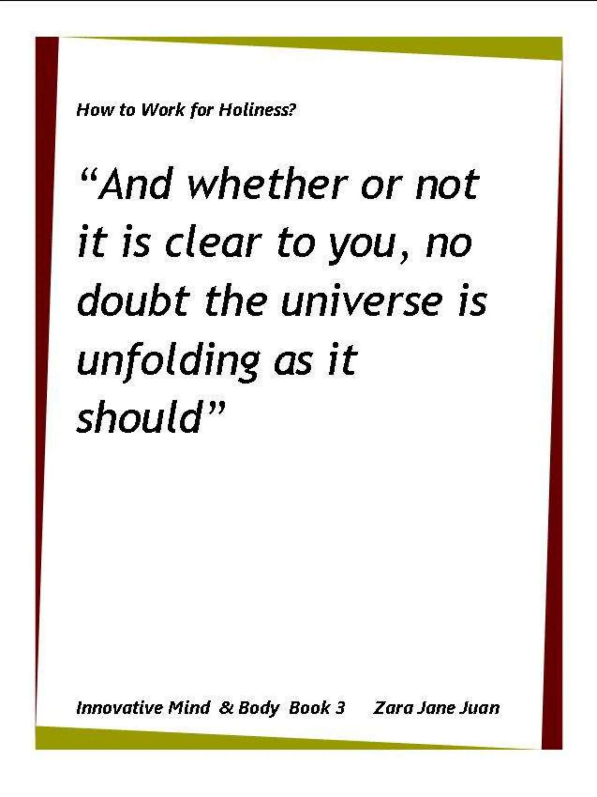 How to Work for Holiness IMB Workshop Spiritual Retreat by Amb Juan