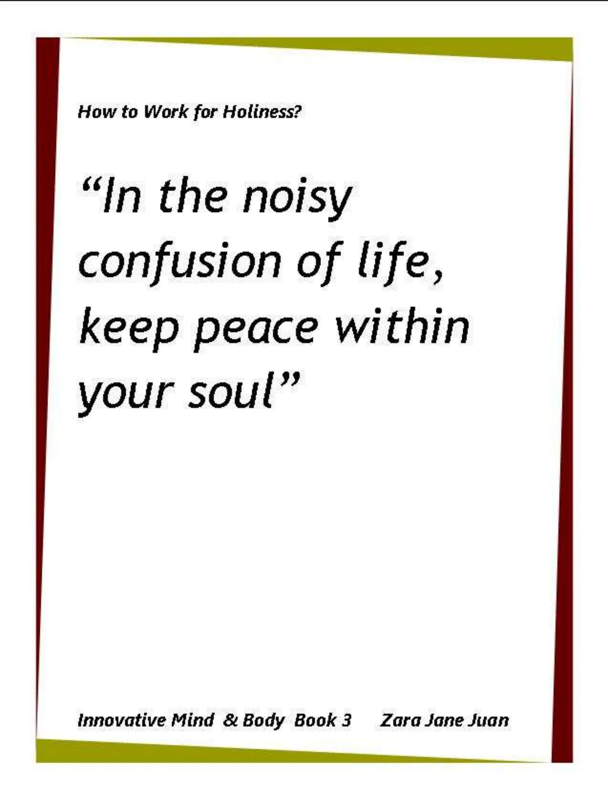 How to Work for Holiness IMB Workshop Spiritual Retreat by Amb Juan