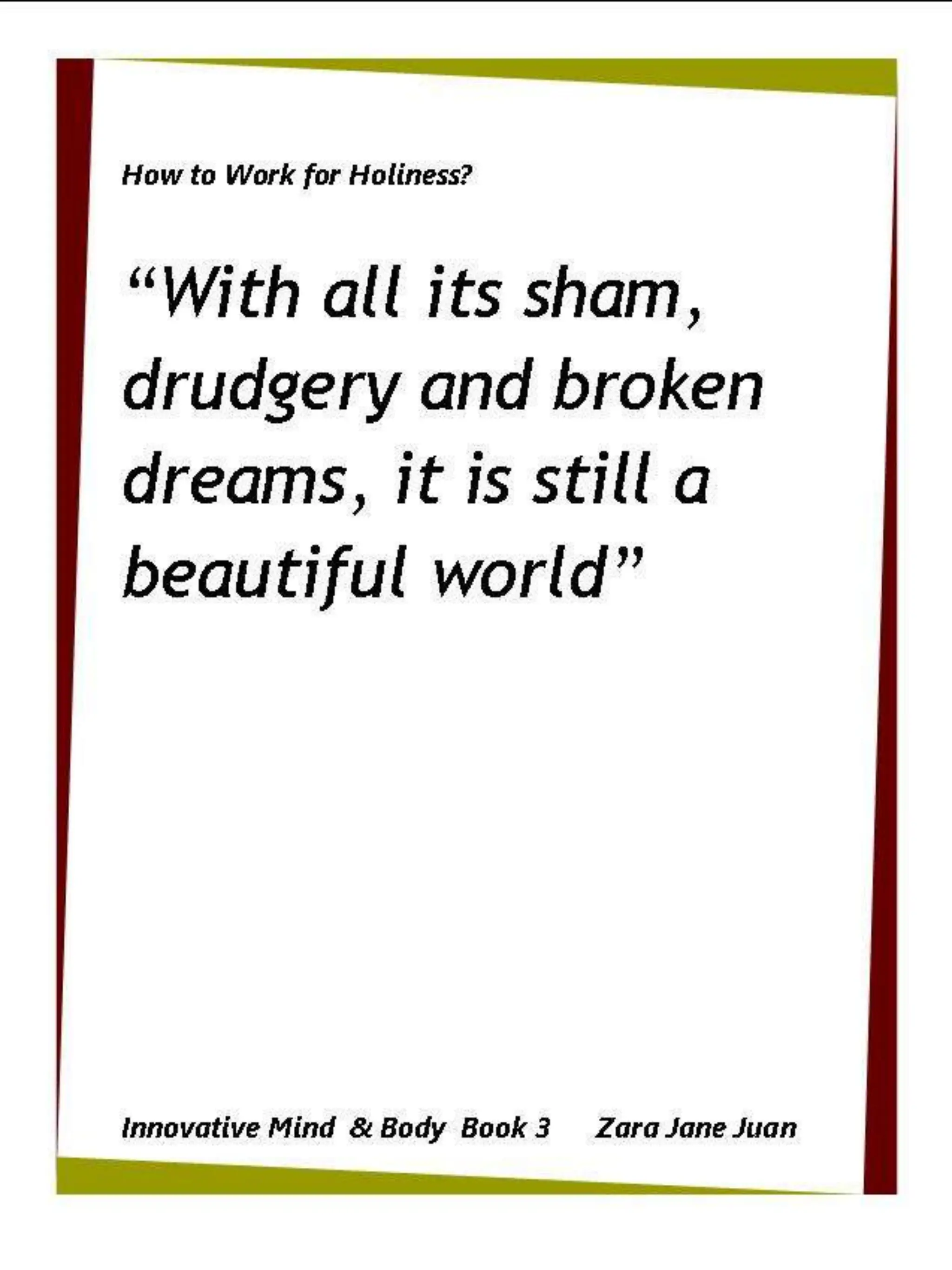 How to Work for Holiness IMB Workshop Spiritual Retreat by Amb Juan