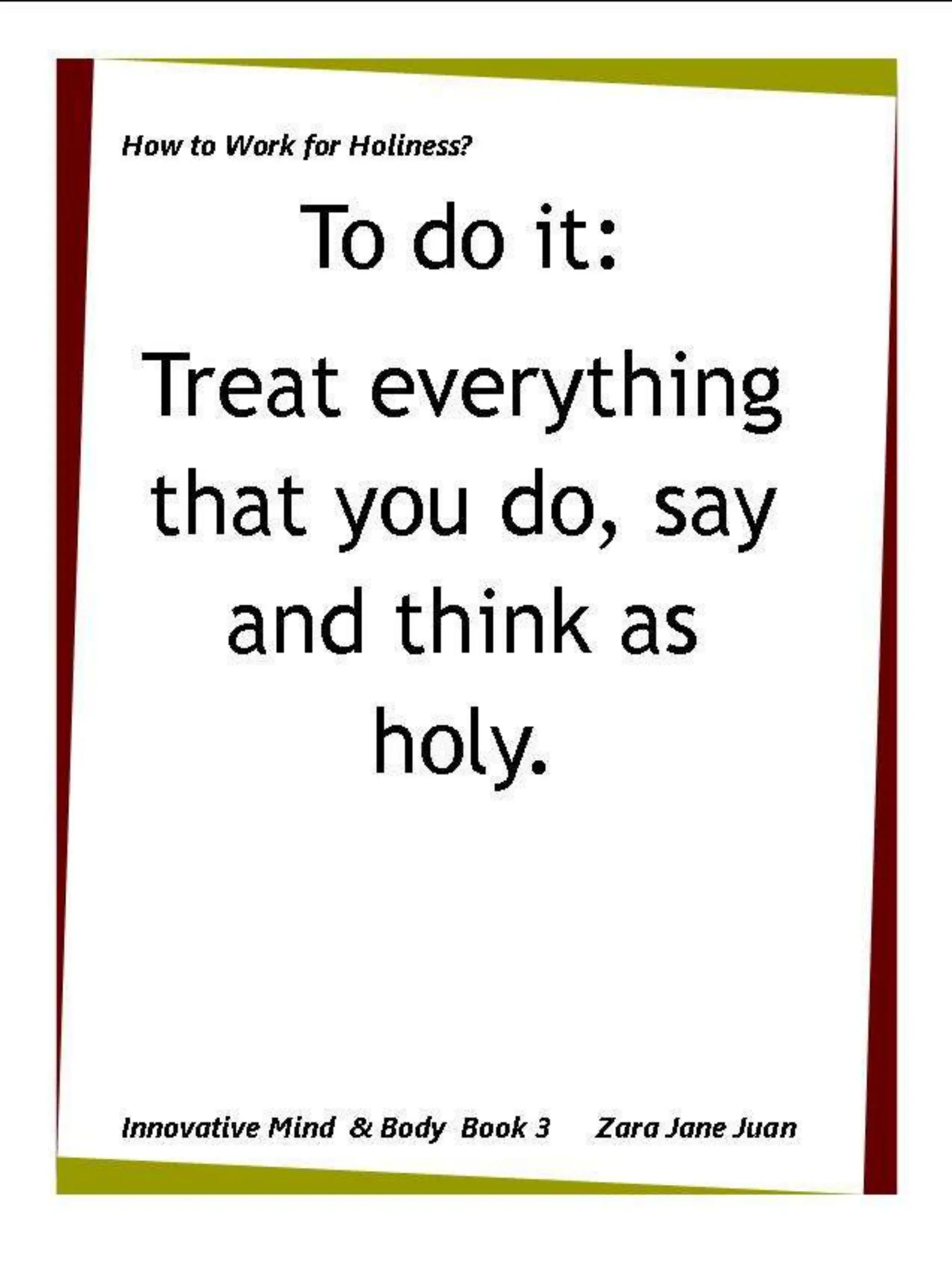 How to Work for Holiness IMB Workshop Spiritual Retreat by Amb Juan