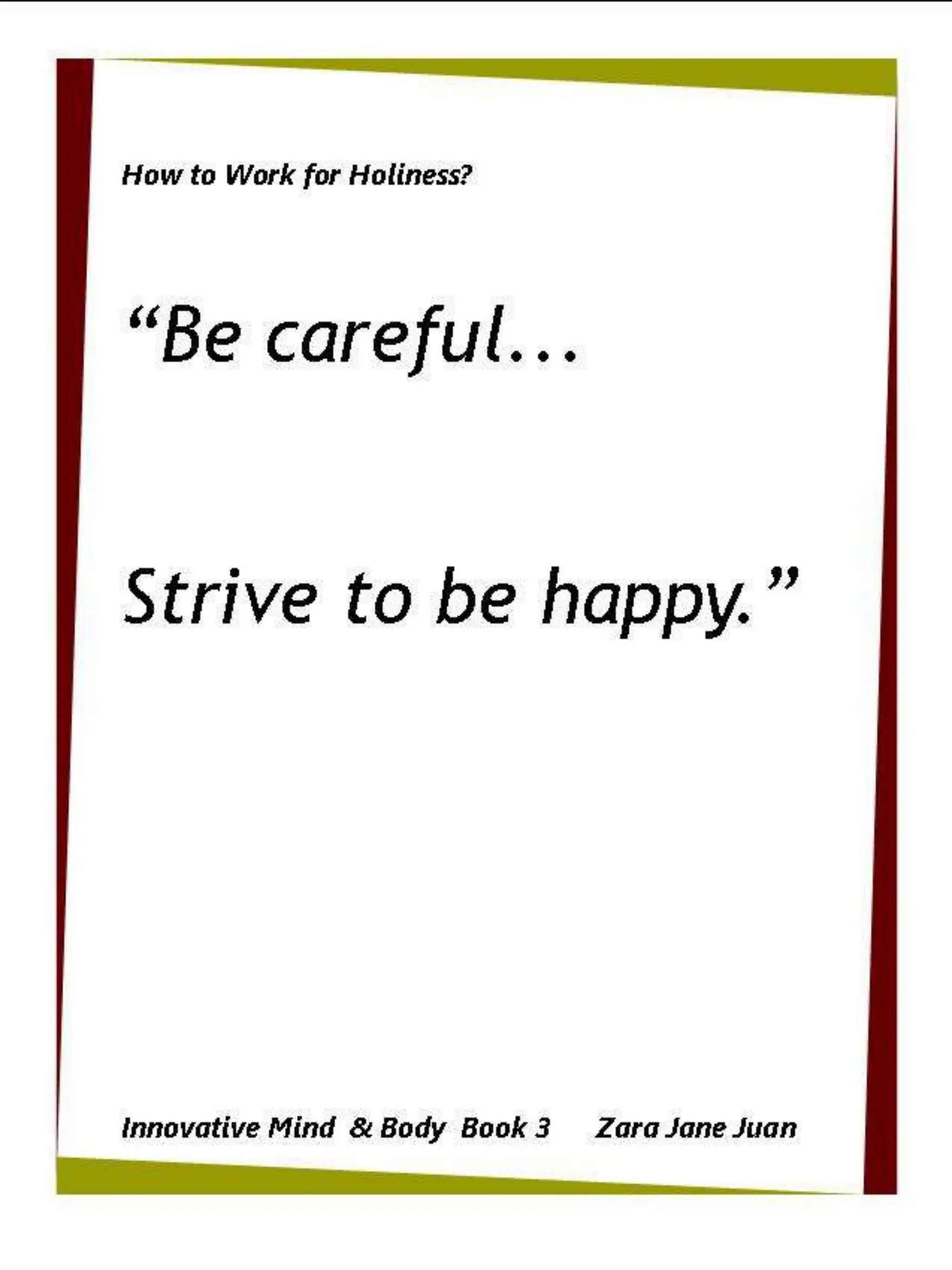 How to Work for Holiness IMB Workshop Spiritual Retreat by Amb Juan