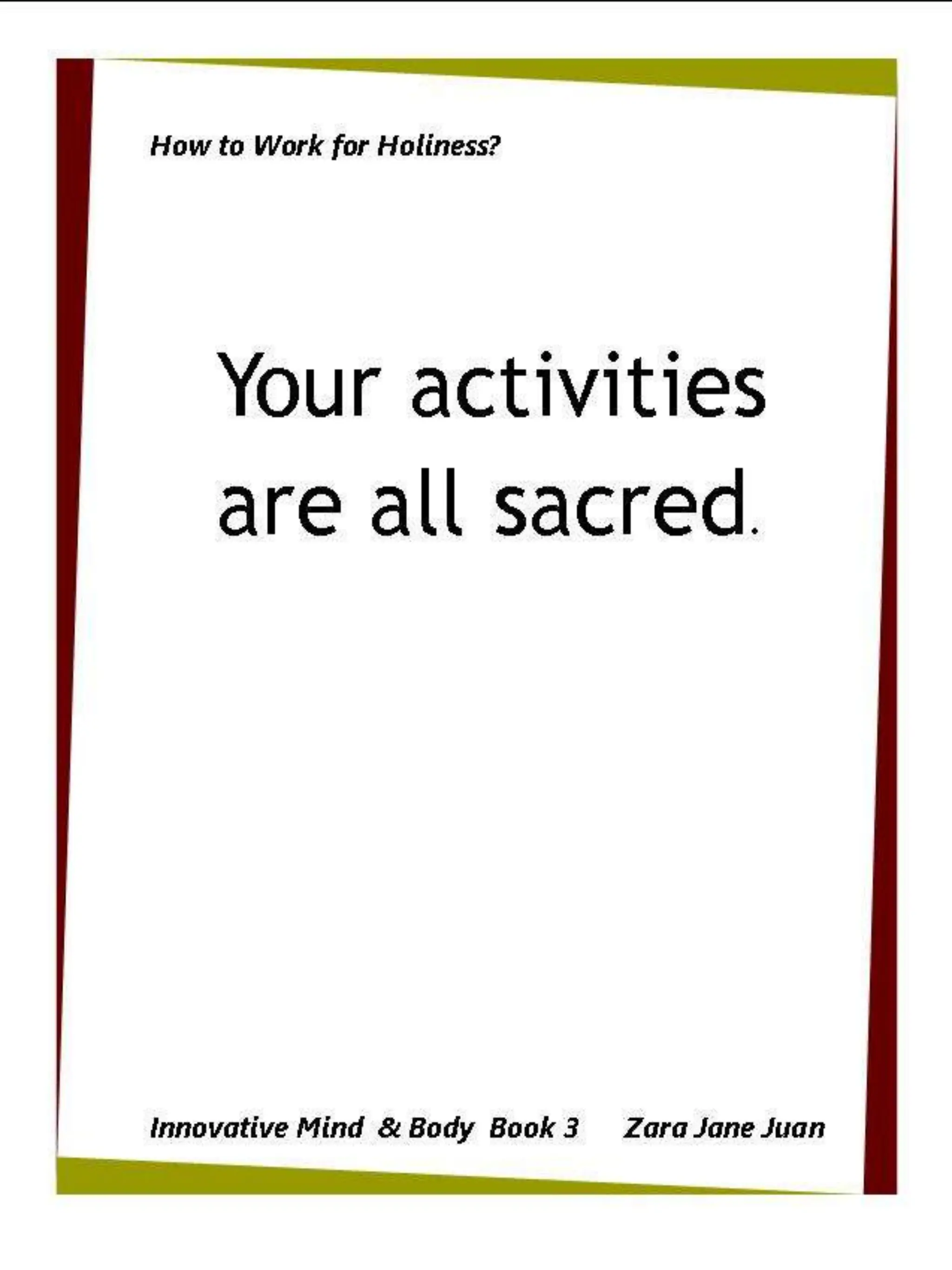 How to Work for Holiness IMB Workshop Spiritual Retreat by Amb Juan