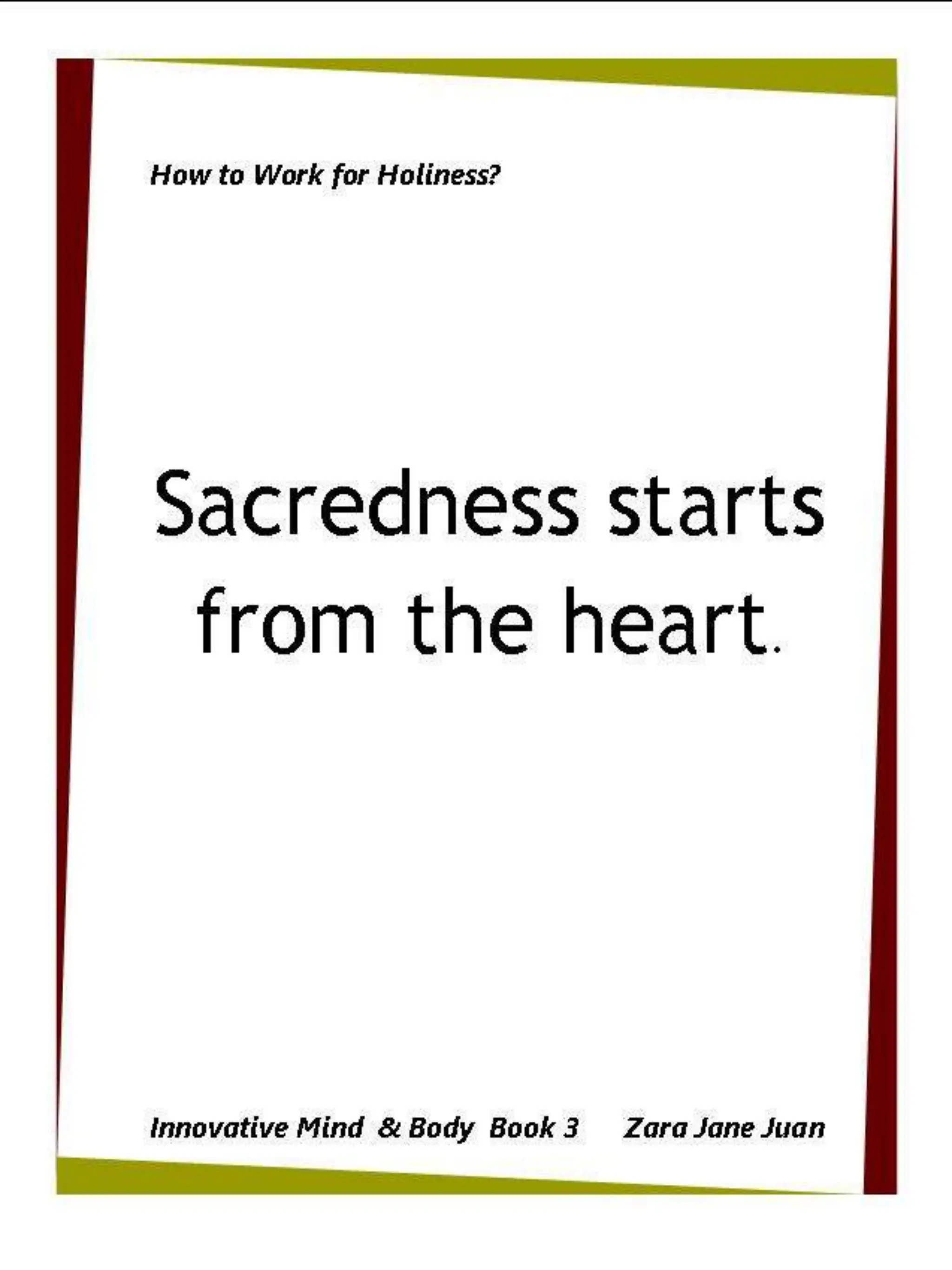 How to Work for Holiness IMB Workshop Spiritual Retreat by Amb Juan