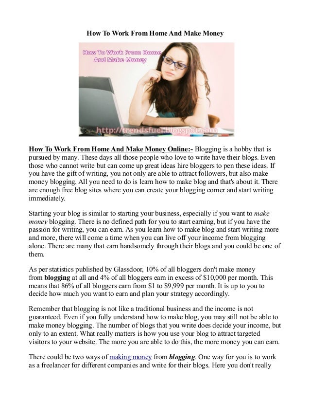 How To Work From Home And Make Money