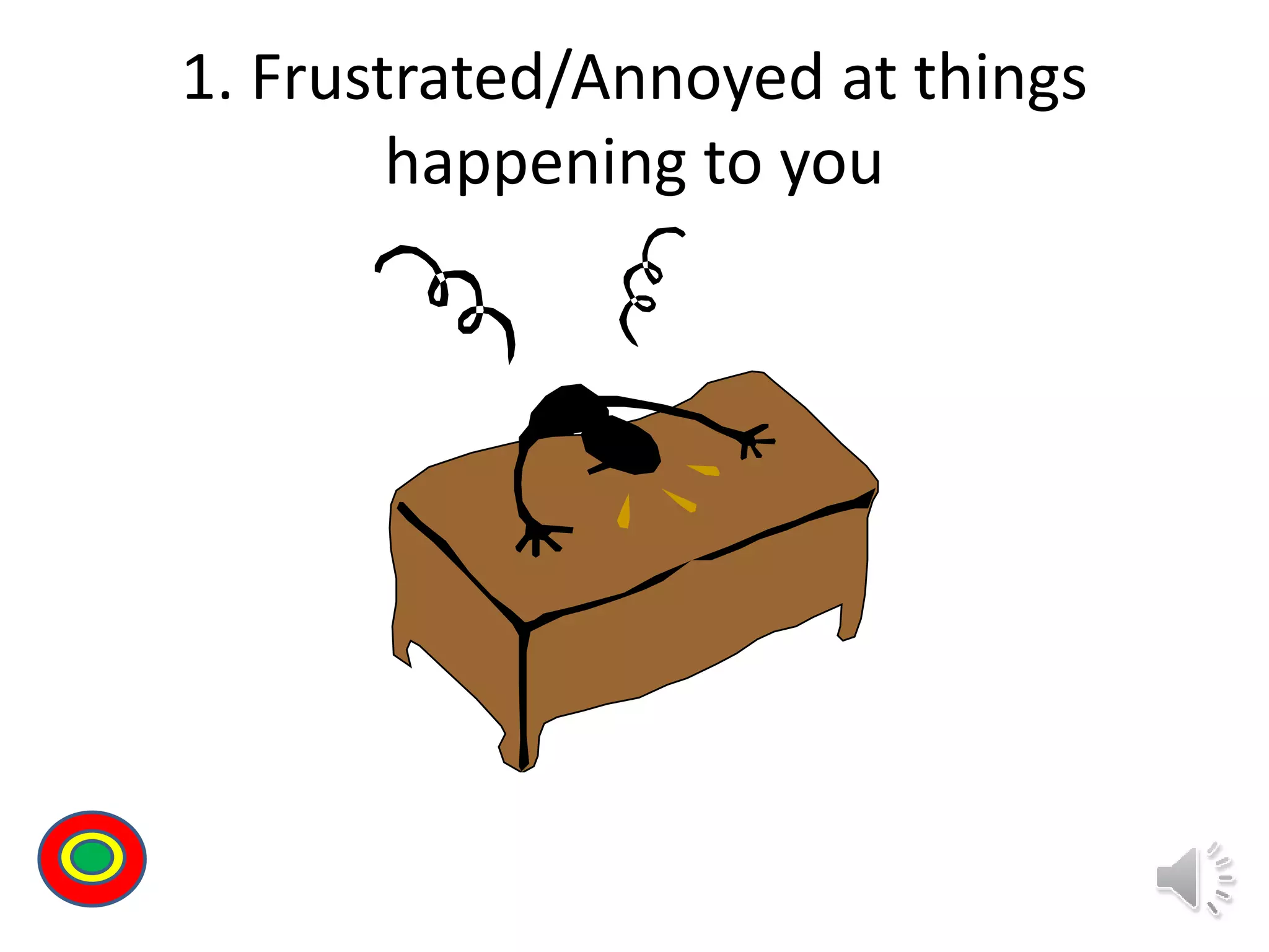 1. Frustrated/Annoyed at things
happening to you
Th
 
