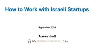 How to Work with Israeli Startups
Arnon Kraft
// CEO
September 2020
 