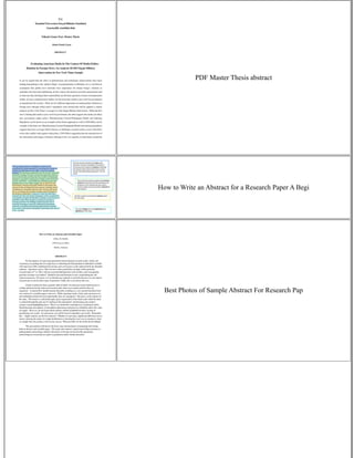 How To Write A Abstract For A Research Paper | PDF
